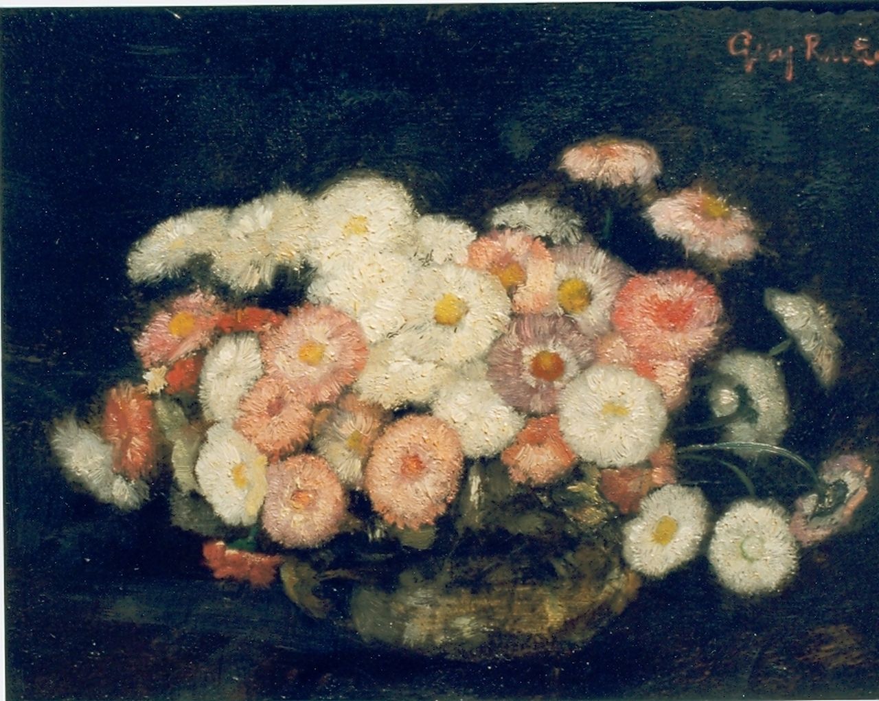 Rueter W.C.G.  | Wilhelm Christian 'Georg' Rueter, Flower still life, oil on canvas 19.5 x 25.2 cm, signed u.l.