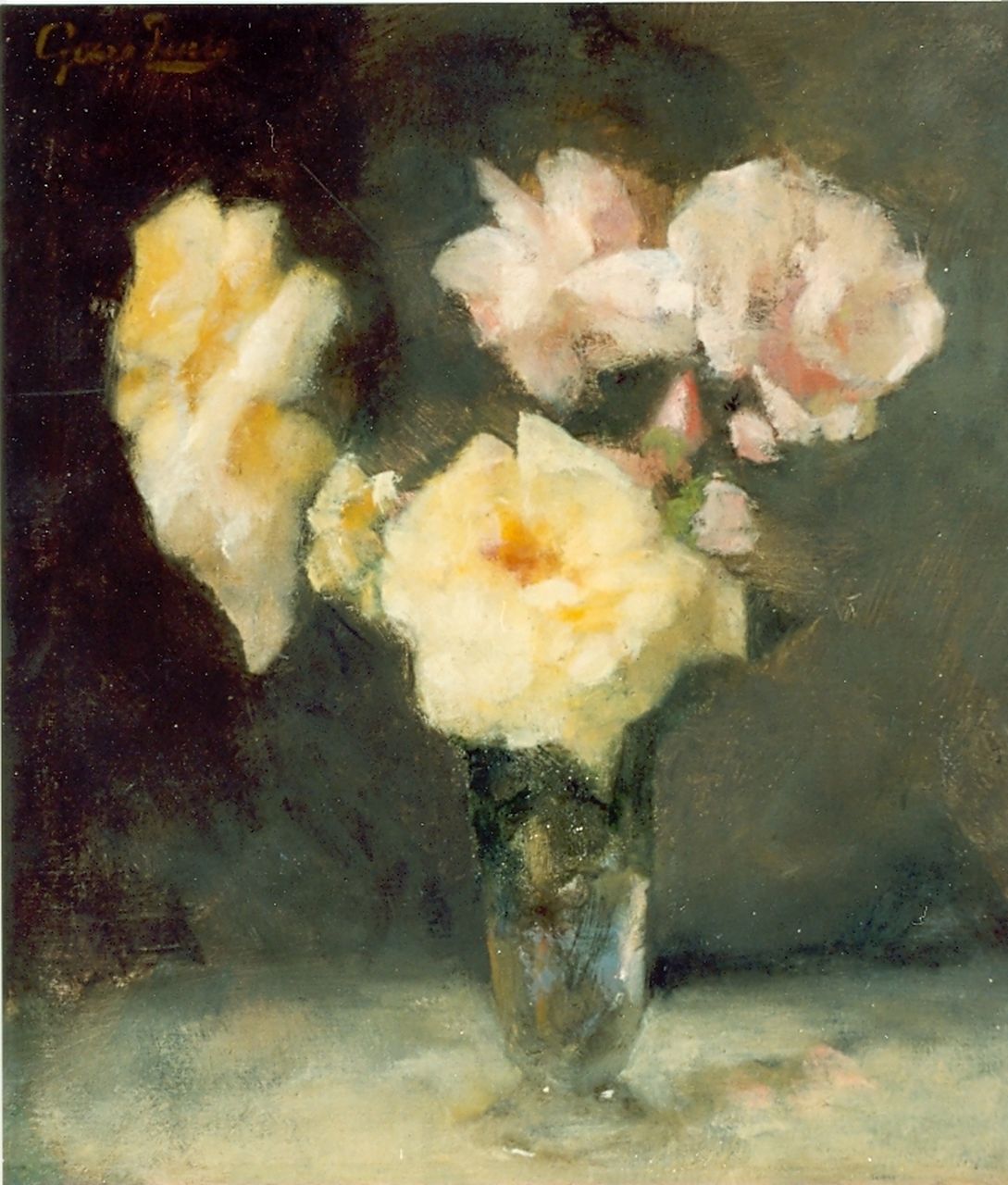 Rueter W.C.G.  | Wilhelm Christian 'Georg' Rueter, Bouquet of roses, oil on canvas 40.0 x 37.0 cm, signed u.l.