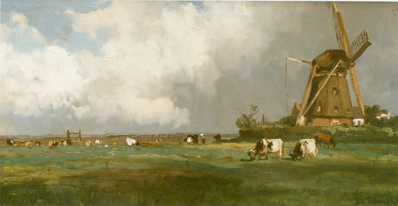 Schampheleer E. de | Edmund de Schampheleer, Study of Abcoude, oil on panel 25.6 x 48.6 cm, signed l.r. and dated 1878