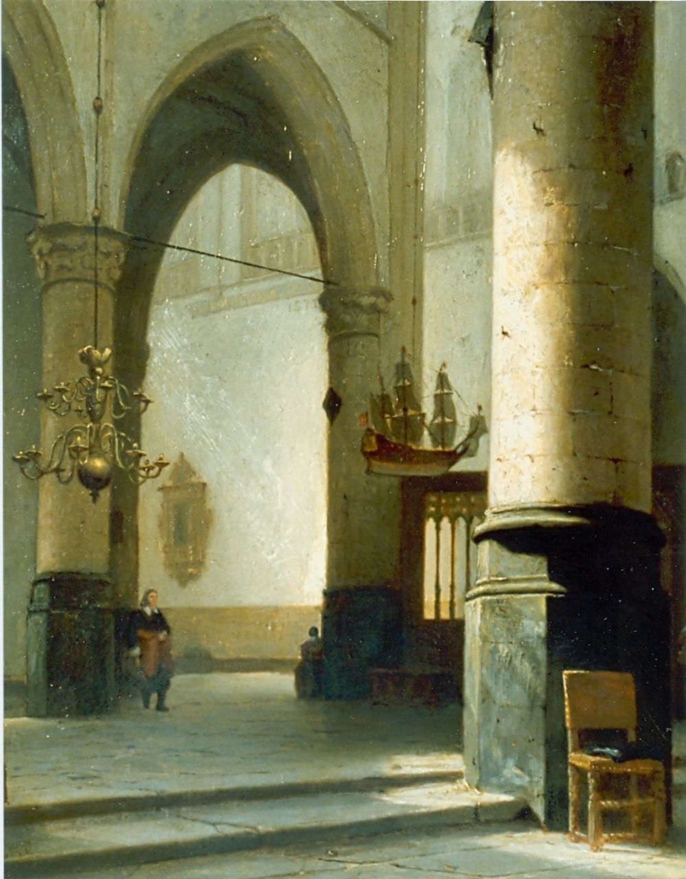 Schenkel J.J.  | Jan Jacob Schenkel, Church interior, oil on panel 45.7 x 36.8 cm, signed l.l.