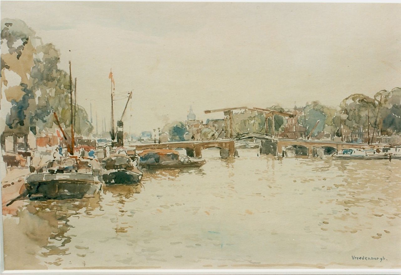 Vreedenburgh C.  | Cornelis Vreedenburgh, View of the 'Magere Brug', Amsterdam, watercolour on paper 32.0 x 46.0 cm, signed l.r.