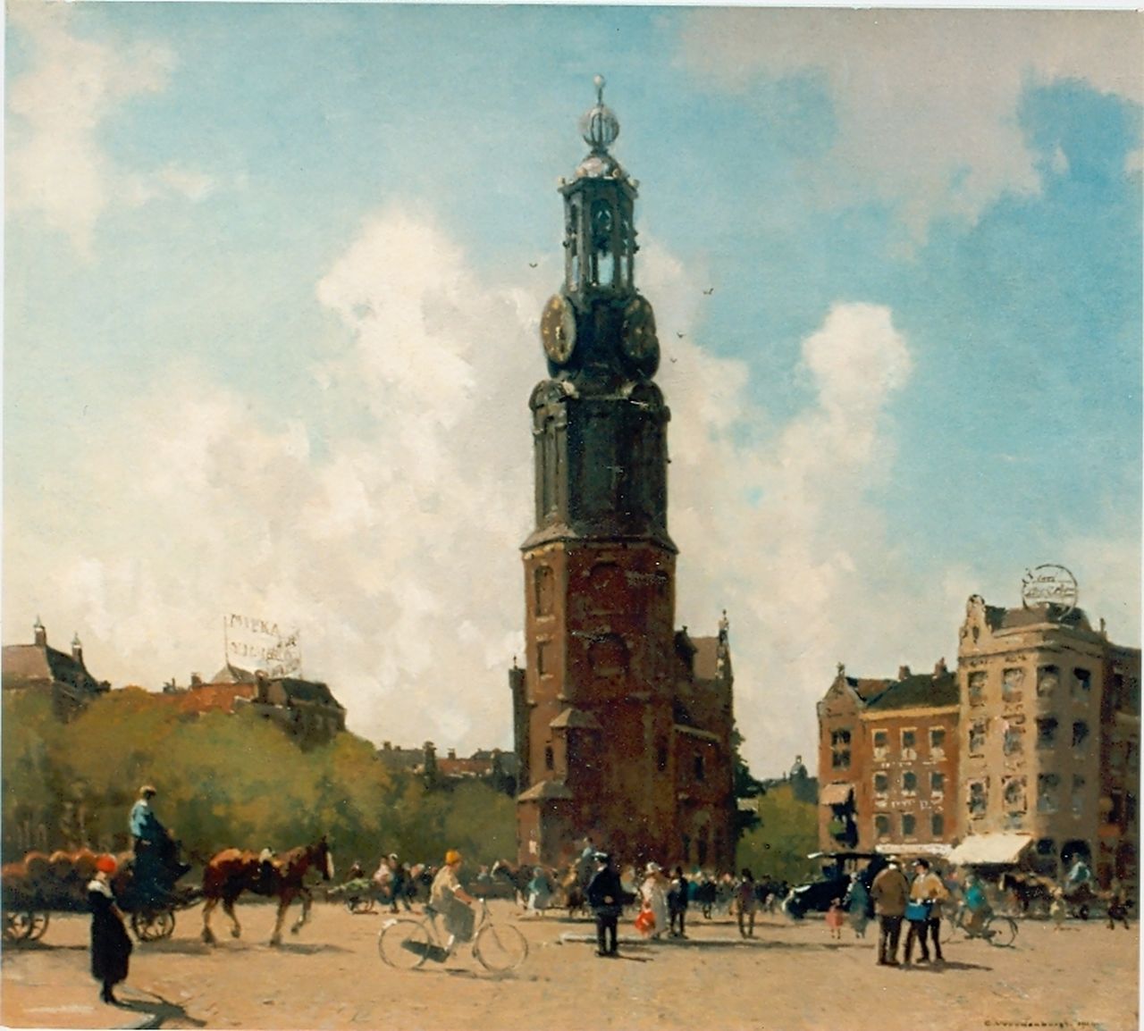 Vreedenburgh C.  | Cornelis Vreedenburgh, The 'Munttoren', Amsterdam, oil on canvas 53.0 x 59.0 cm, signed l.r. and dated 1924
