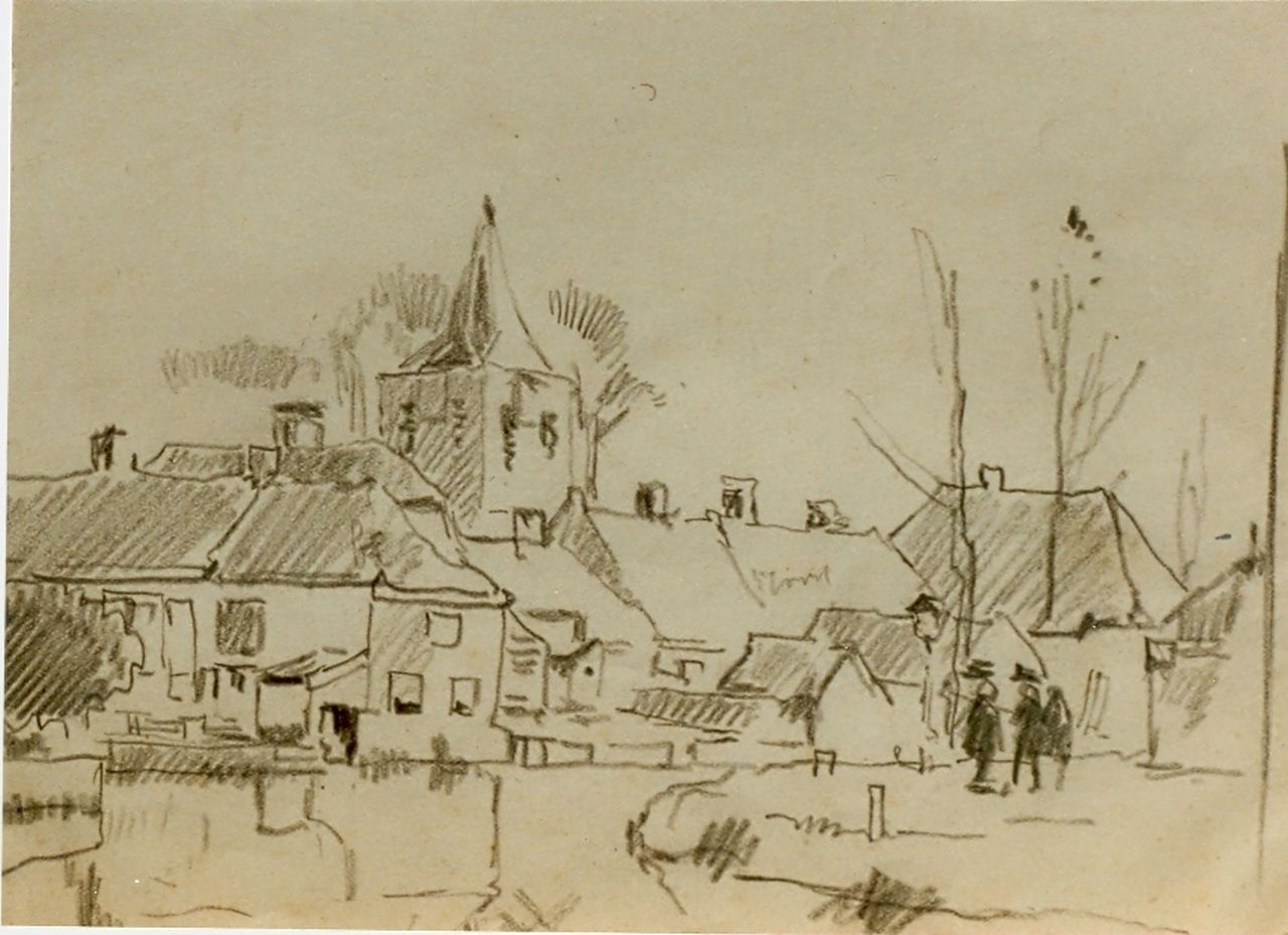 Vreedenburgh C.  | Cornelis Vreedenburgh, View of a village, pencil on paper 12.0 x 17.0 cm