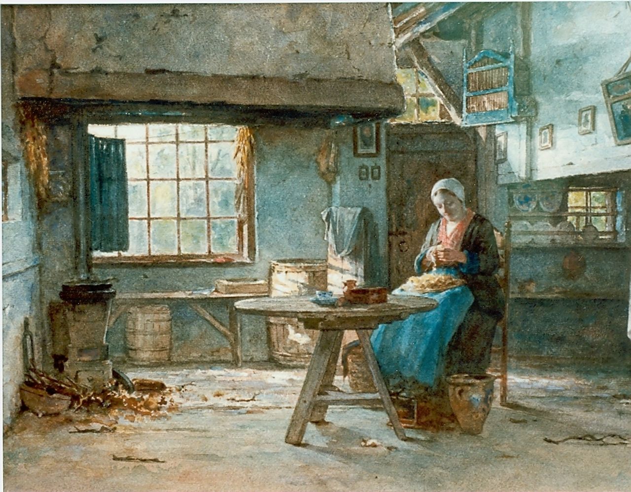 Valkenburg H.  | Hendrik Valkenburg, Preparing dinner, watercolour on paper 39.3 x 53.3 cm, signed u.r. and dated '80