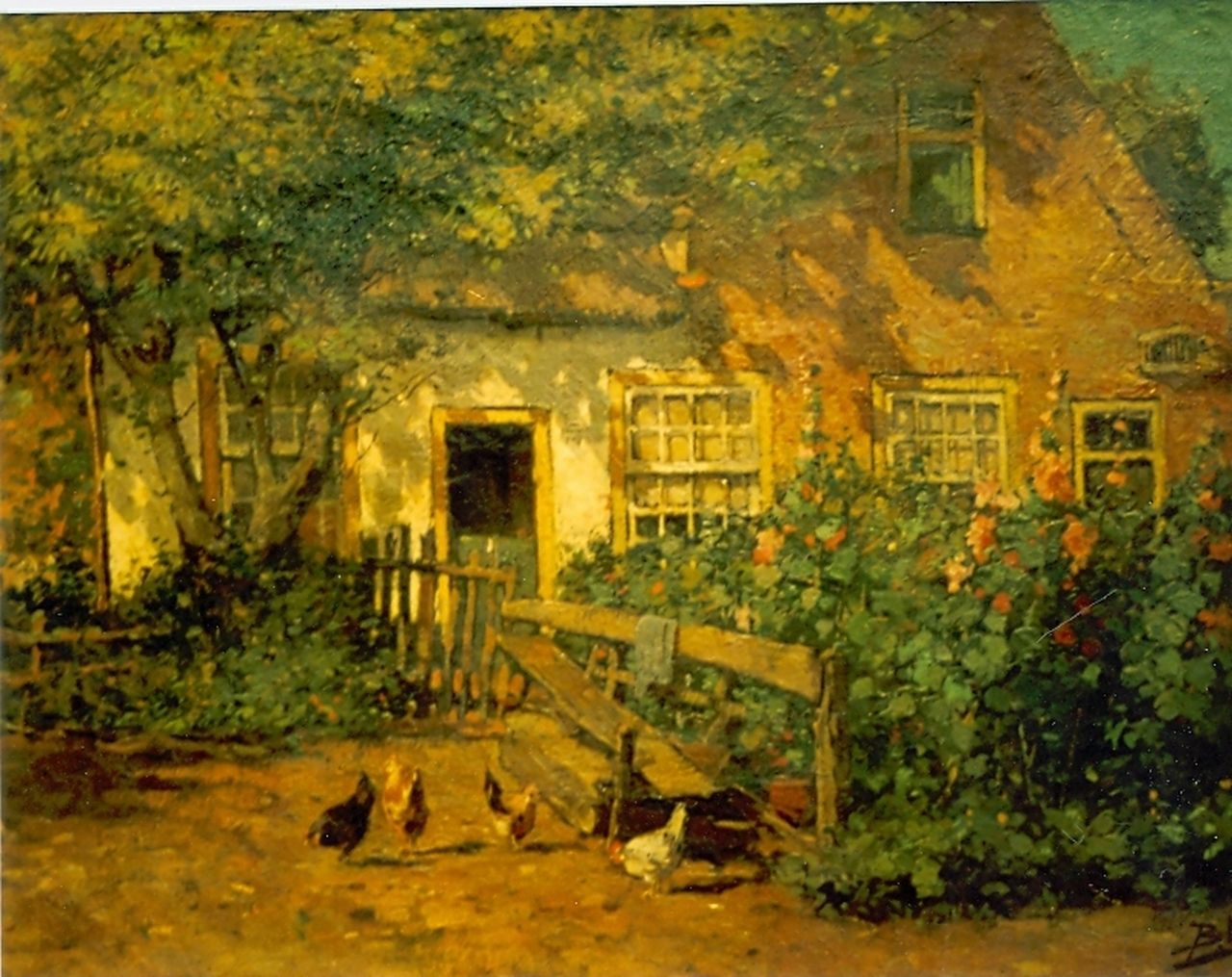 Ven P.J. van der | 'Paul' Jan van der Ven, Chickens on a yard, oil on canvas 35.5 x 55.7 cm, signed l.l.
