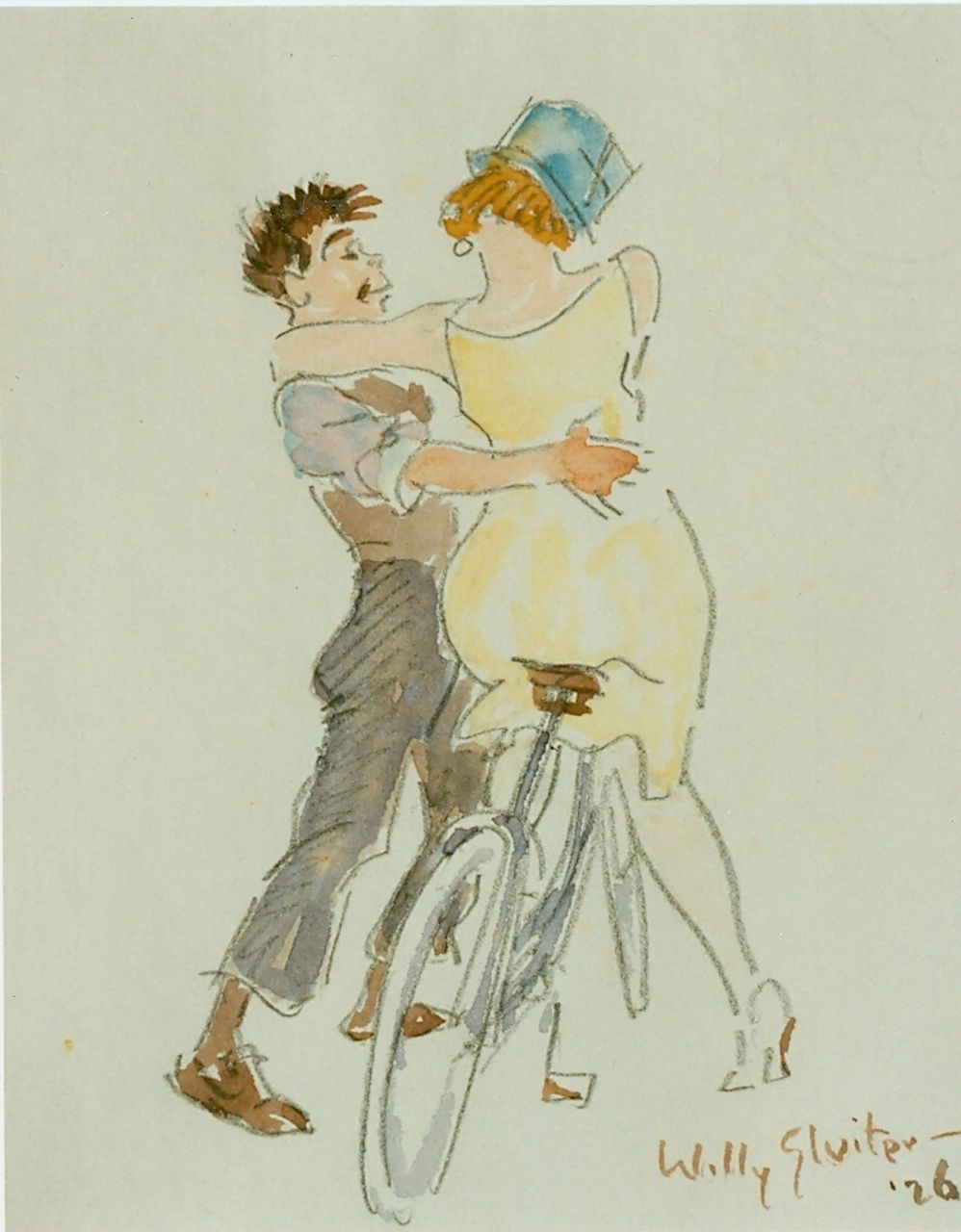 Sluiter J.W.  | Jan Willem 'Willy' Sluiter, Go for a ride, watercolour on paper 19.0 x 16.5 cm, signed l.r. and dated '26