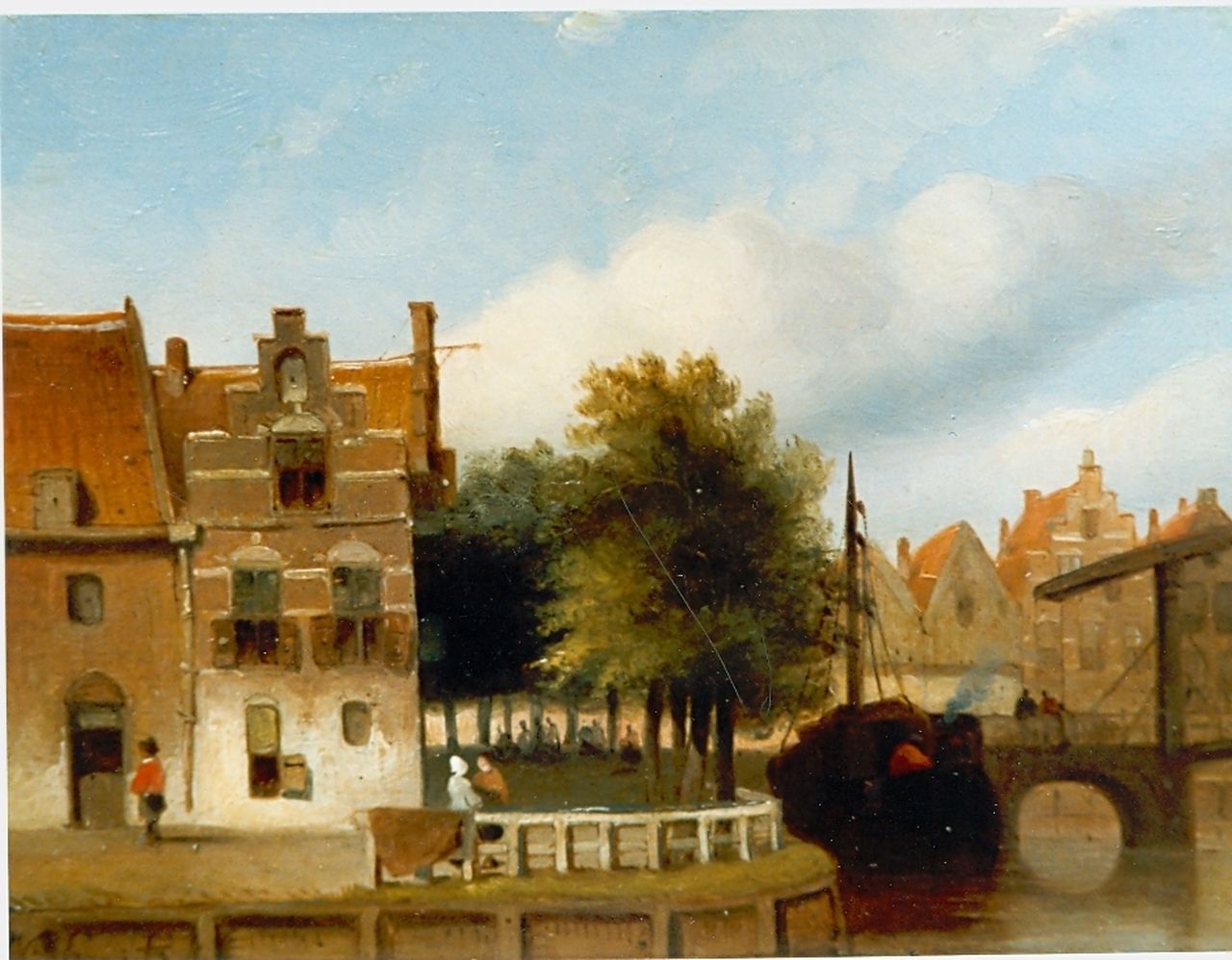 Smits J.G.  | Jan Gerard Smits, Townscape, oil on panel 14.0 x 18.5 cm, signed l.l.