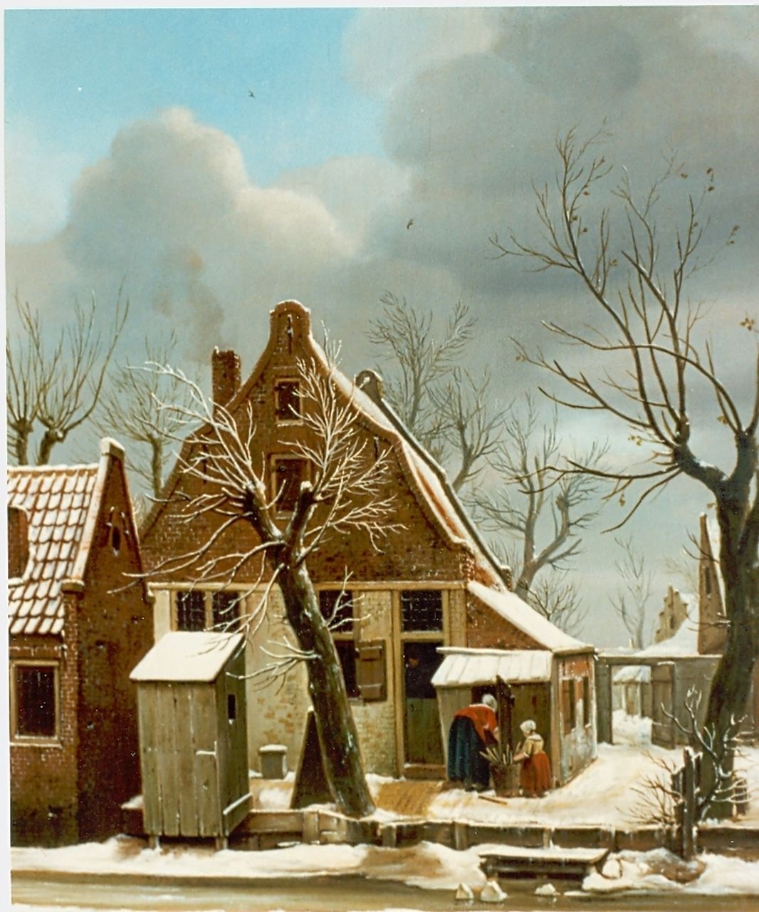 Hansen C.L.  | Carel Lodewijk Hansen, A farm in winter, oil on canvas 53.5 x 44.0 cm, signed l.r.