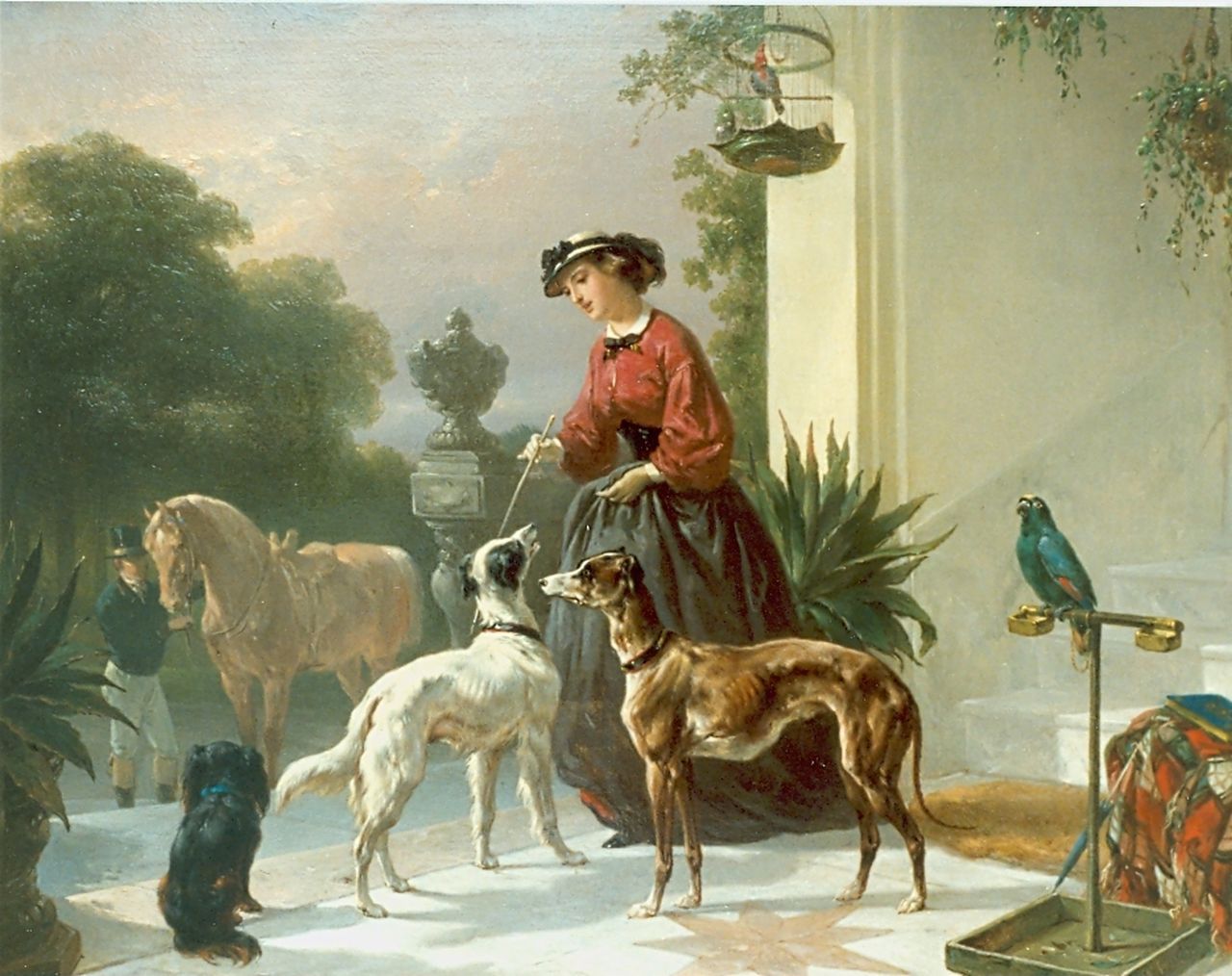 Verschuur W.  | Wouterus Verschuur, Amazone, oil on panel 34.0 x 44.2 cm, signed l.r.