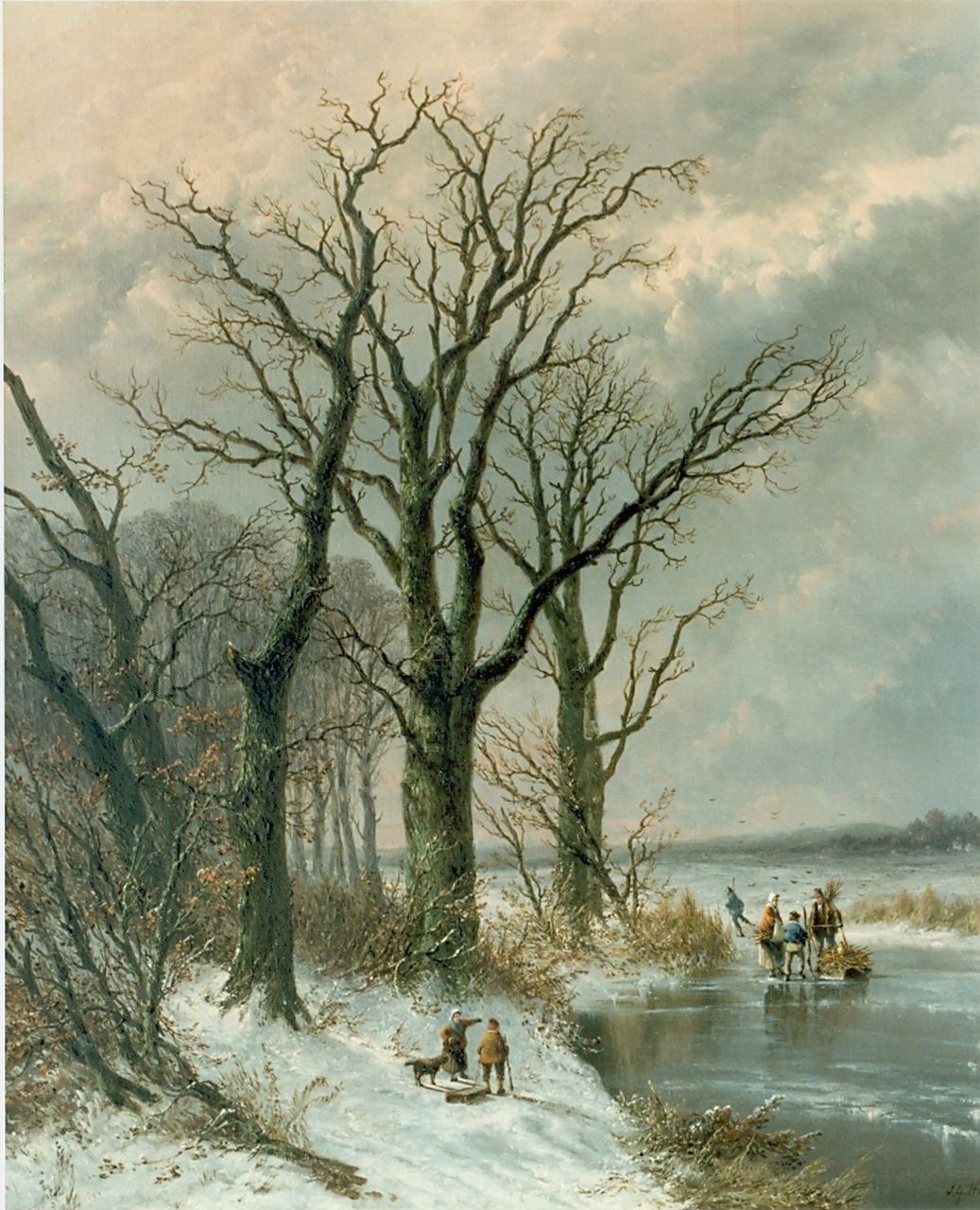 Hans J.G.  | Josephus Gerardus Hans, A winter landscape, oil on canvas 63.0 x 52.0 cm, signed l.r.