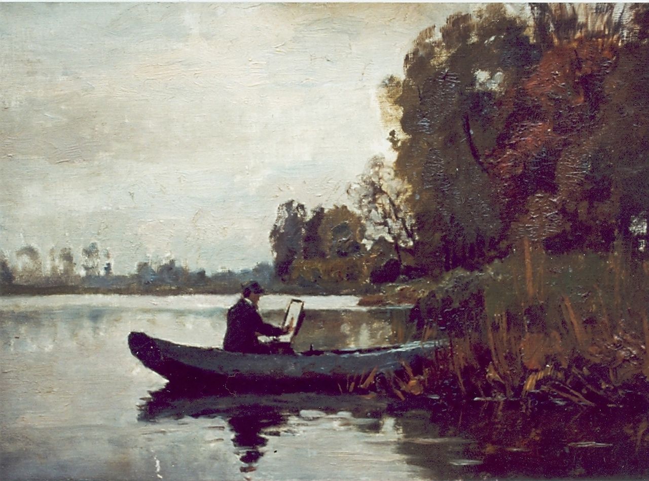 Schiedges P.P.  | Petrus Paulus Schiedges, Painting 'en plein air', oil on canvas 32.2 x 46.2 cm, signed l.r.