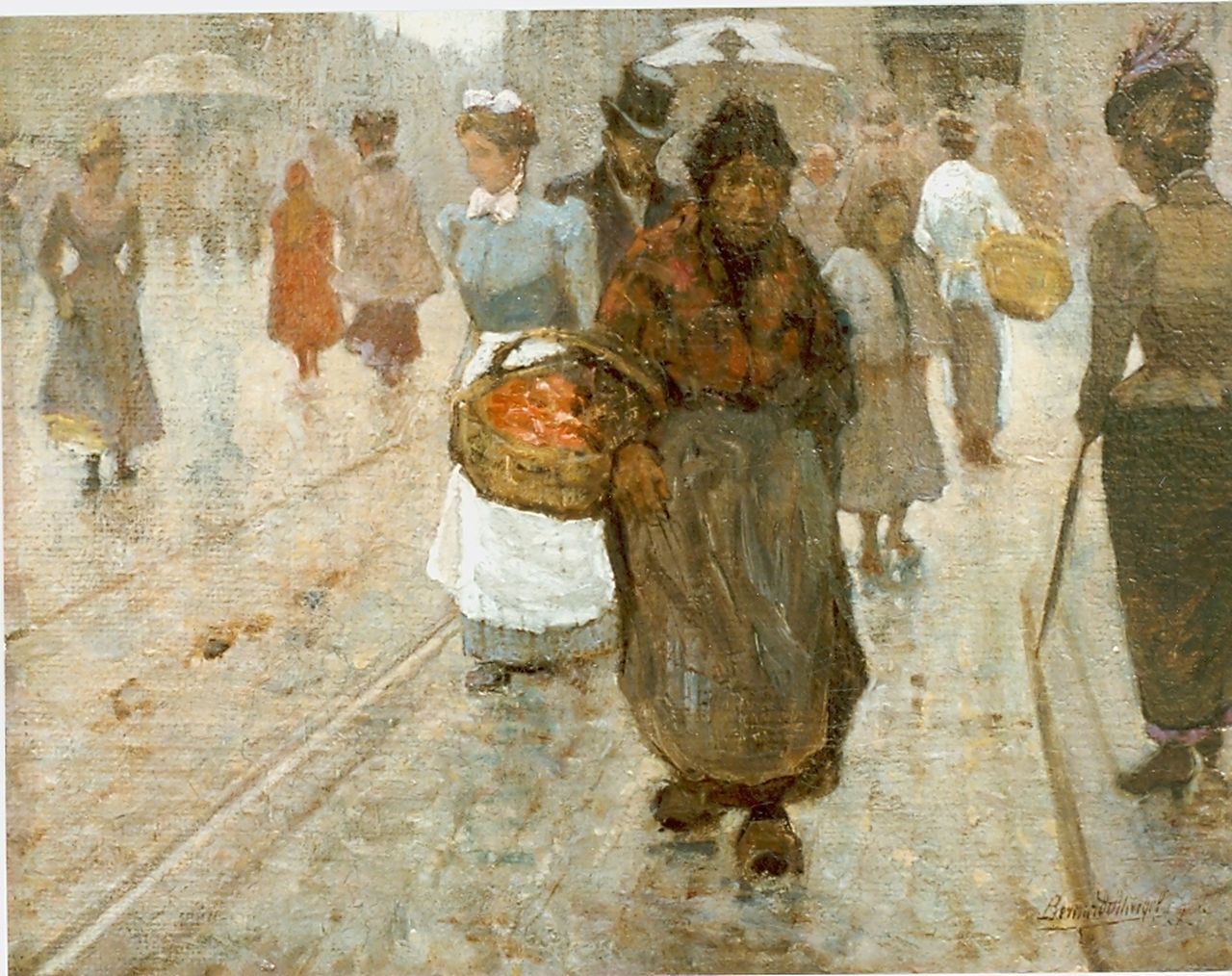 Schregel B.P.  | Bernardus Petrus 'Bernard' Schregel, Streetscene, The Hague, oil on canvas 28.7 x 36.2 cm, signed l.r.