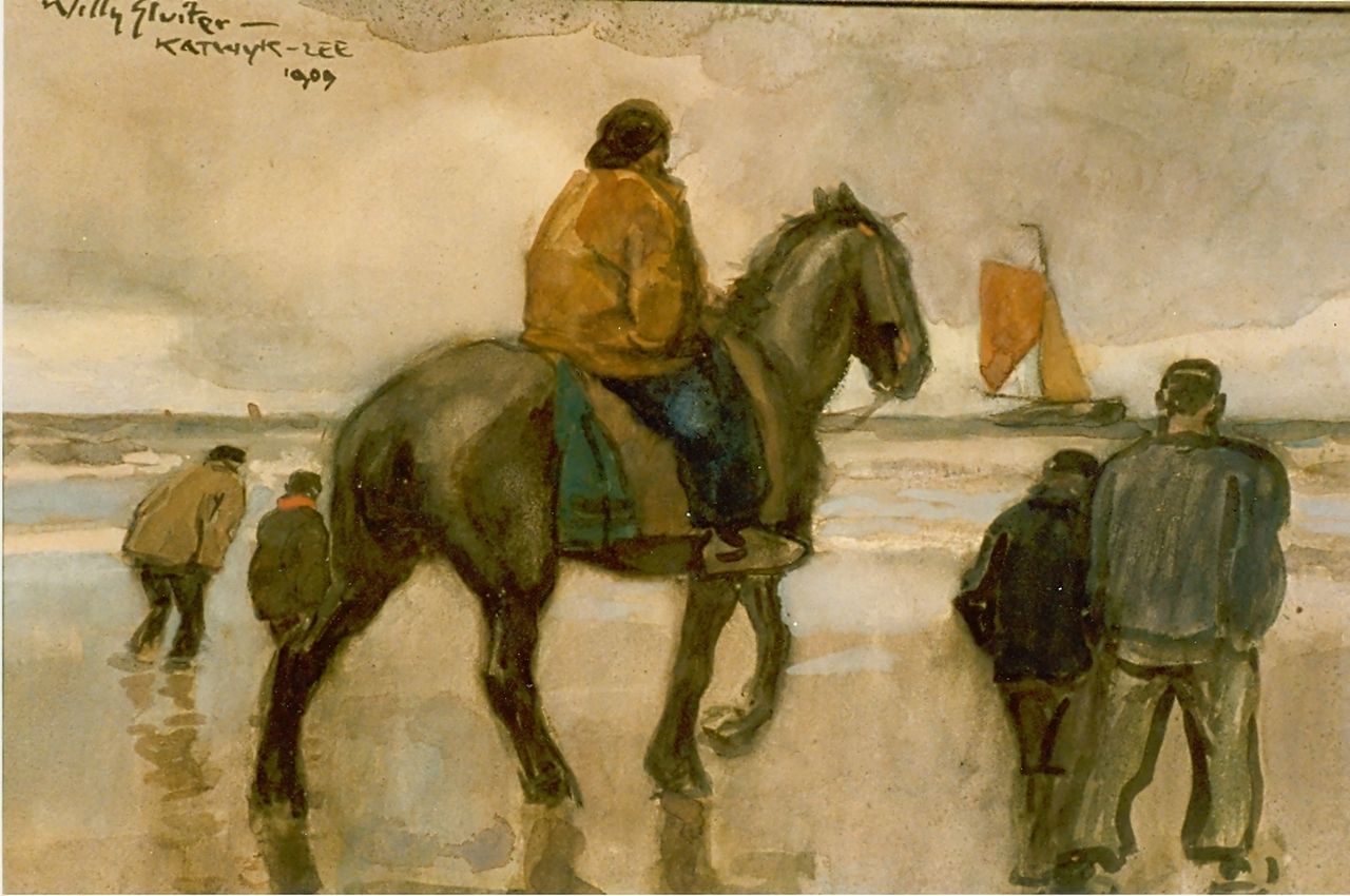 Sluiter J.W.  | Jan Willem 'Willy' Sluiter, Beachview, watercolour on paper 35.0 x 55.0 cm, signed u.l. and Dated 1909