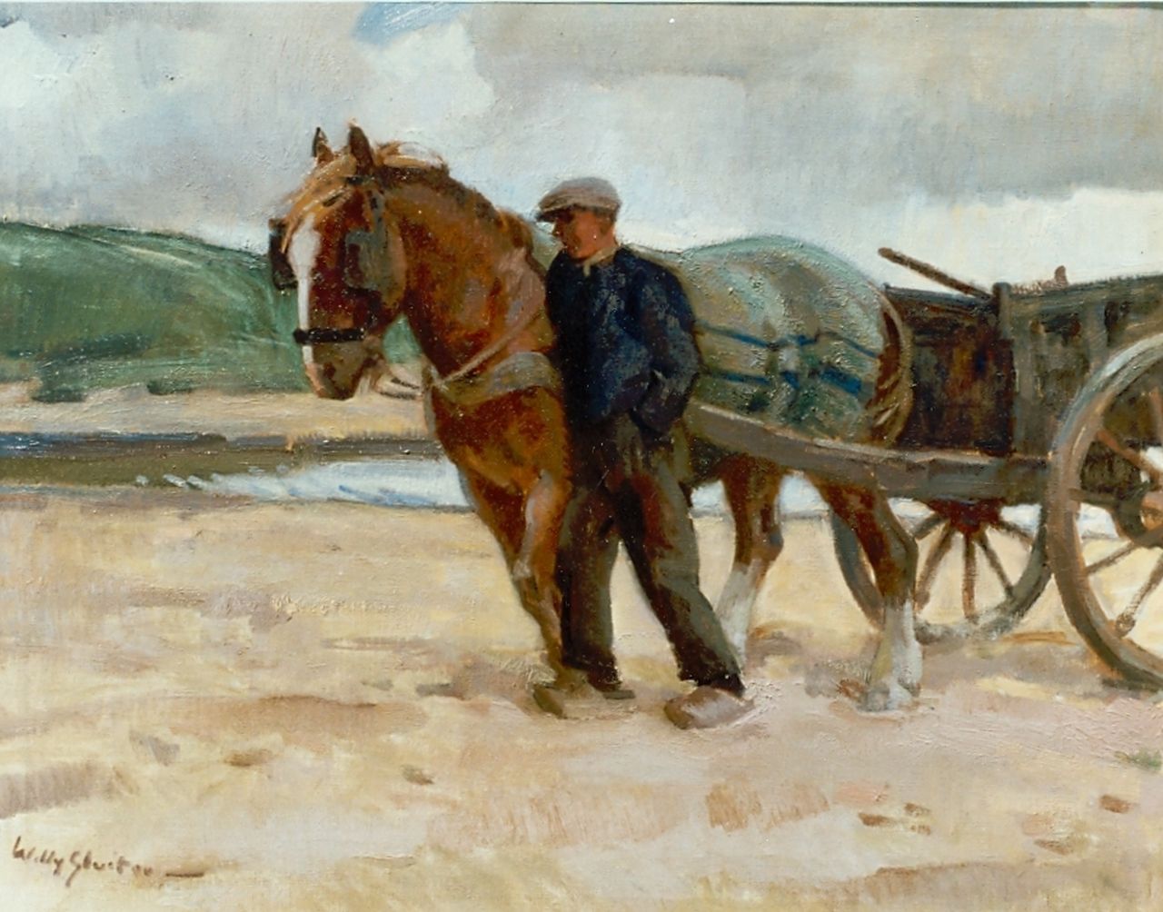 Sluiter J.W.  | Jan Willem 'Willy' Sluiter, Shell gatherer in the dunes, oil on canvas 65.0 x 80.5 cm, signed l.l.