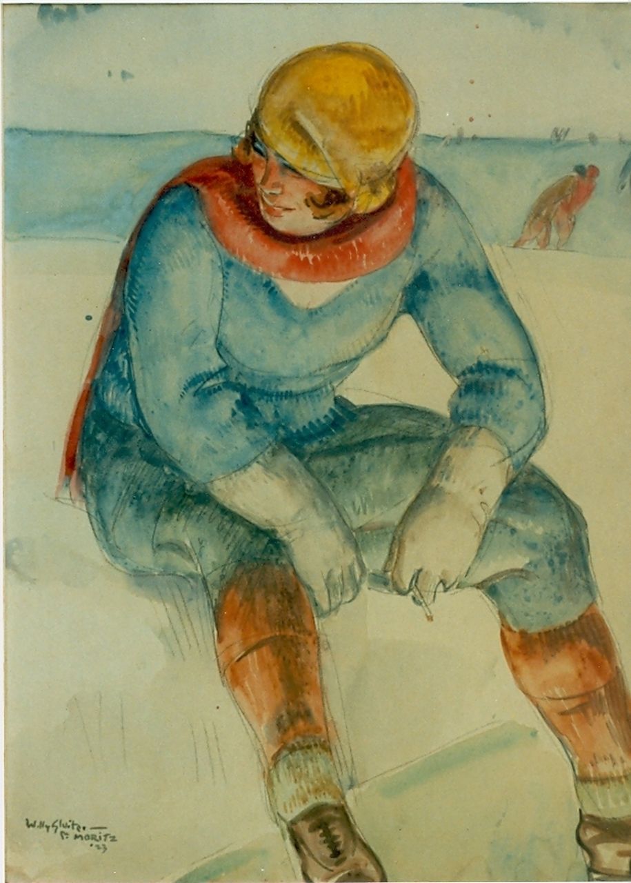 Sluiter J.W.  | Jan Willem 'Willy' Sluiter, Light a cigarette, 48.0 x 37.0 cm, signed l.l. and dated '27