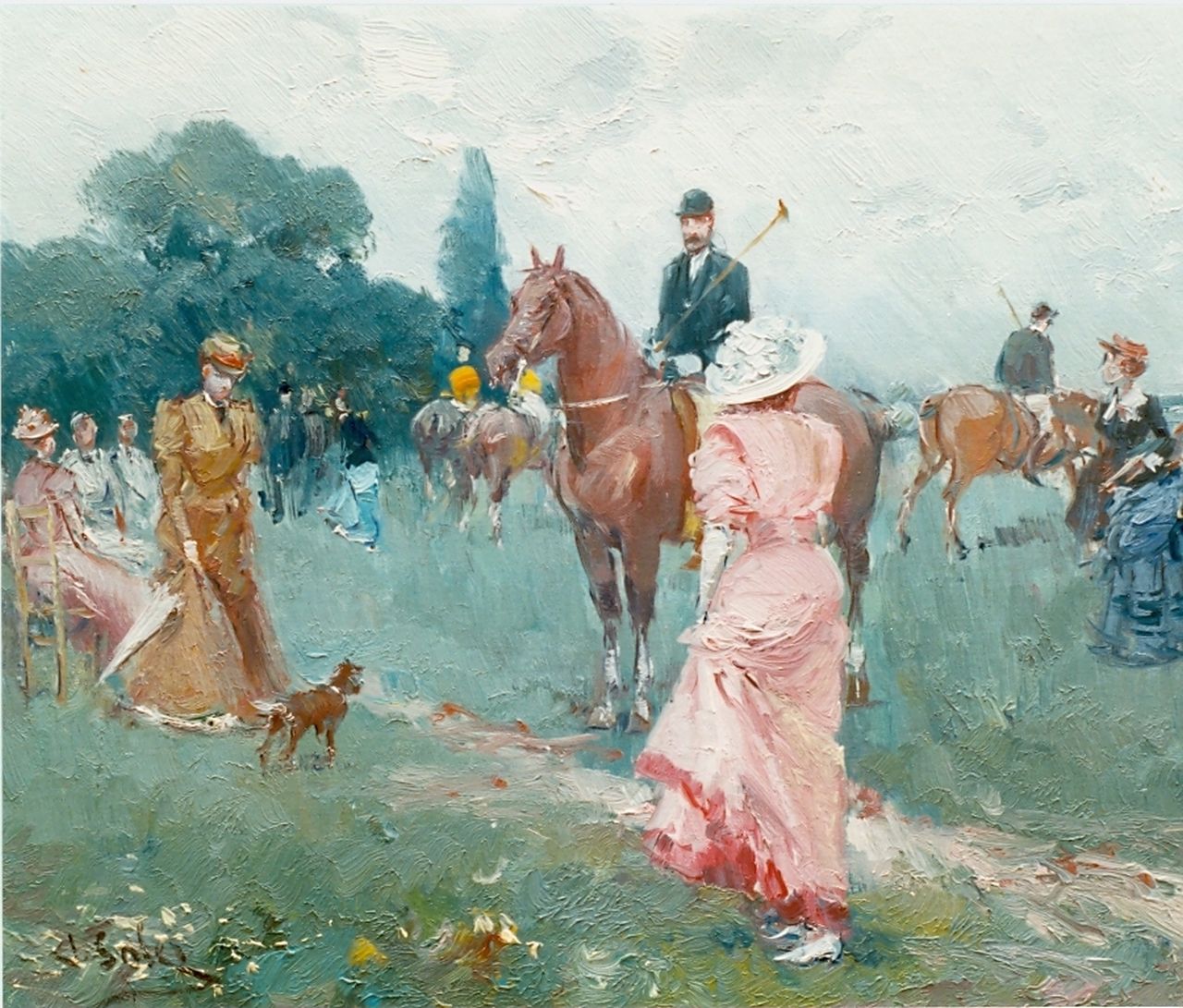 Soler J.  | Juan Soler, The polo player, oil on panel 33.0 x 41.0 cm, signed l.l.