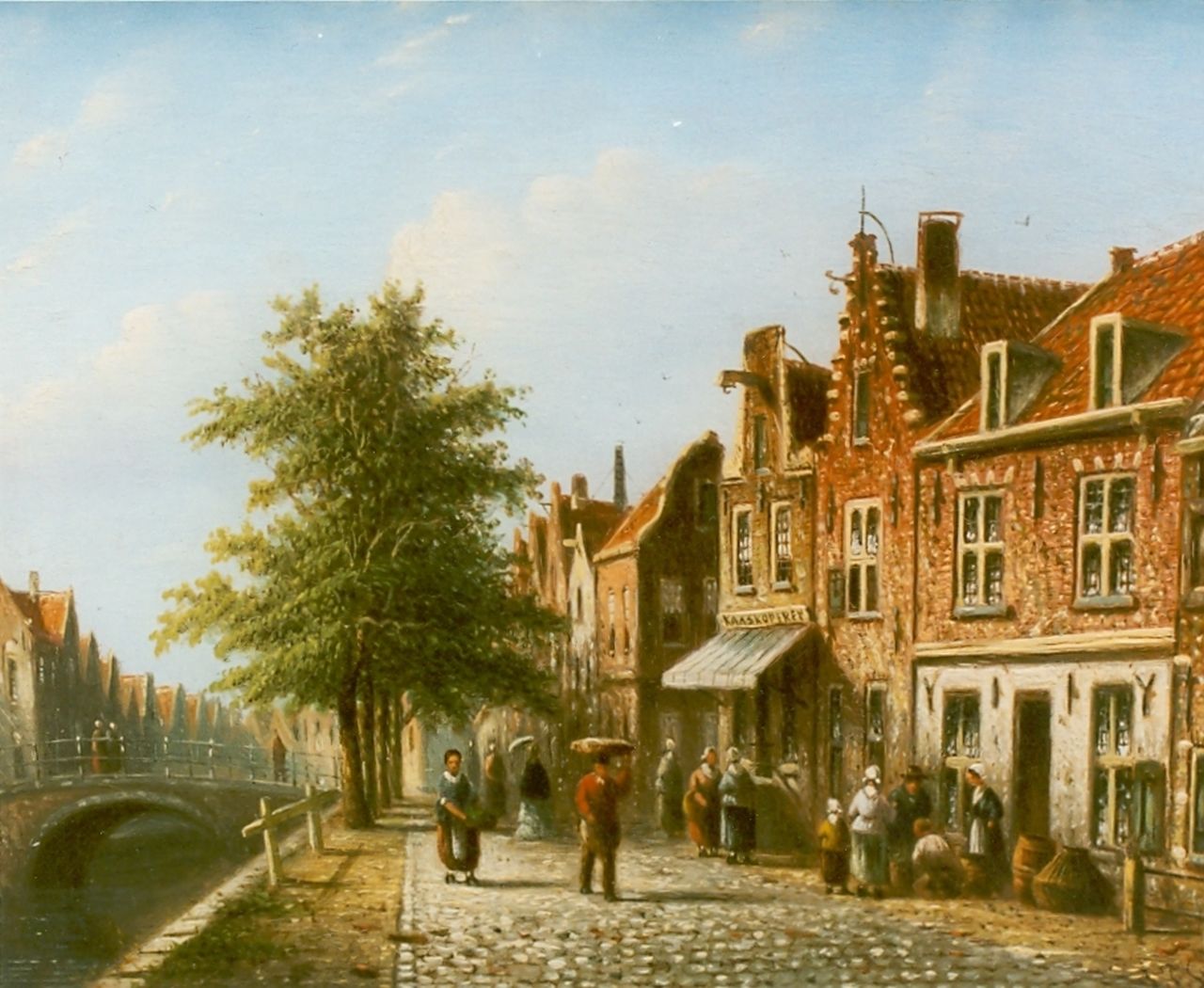 Spohler J.F.  | Johannes Franciscus Spohler, Townscape, Haarlem, oil on panel 15.5 x 20.5 cm, signed l.r.