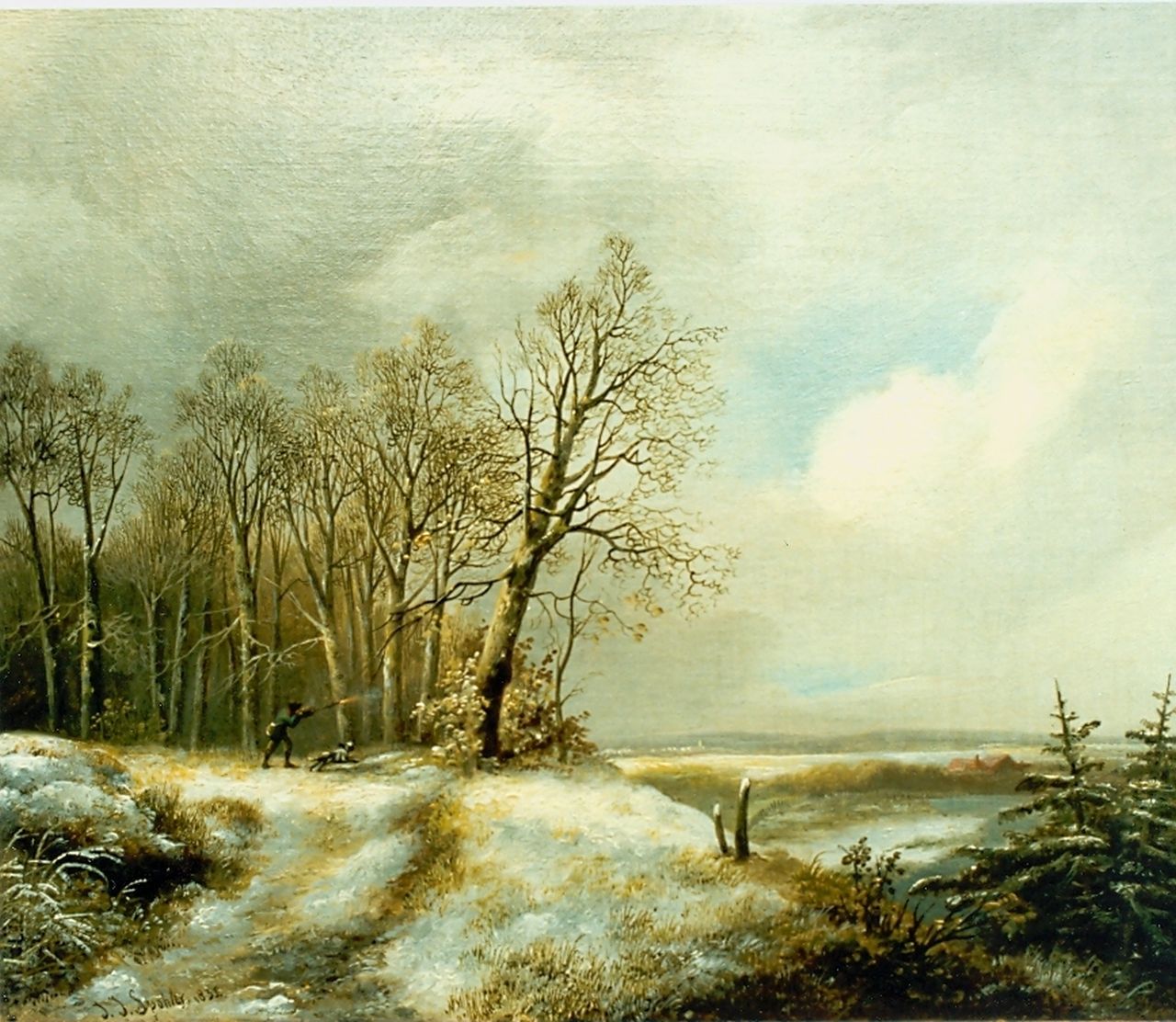 Spohler J.J.  | Jan Jacob Spohler, Hunting, oil on canvas 26.7 x 33.6 cm, signed l.l. and dated 1835