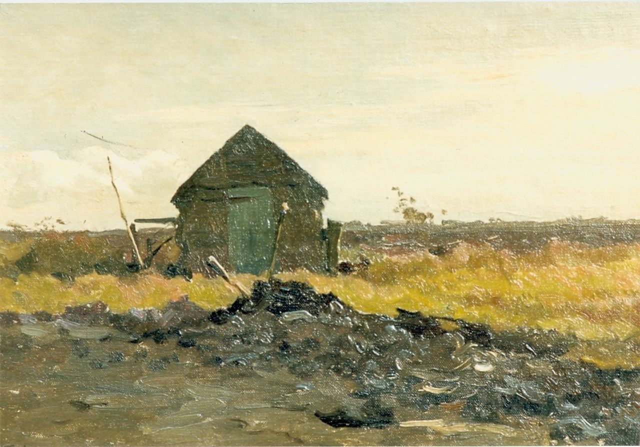 Tholen W.B.  | Willem Bastiaan Tholen, A shed, oil on canvas laid down on panel 19.0 x 28.5 cm, signed l.l. and dated '04
