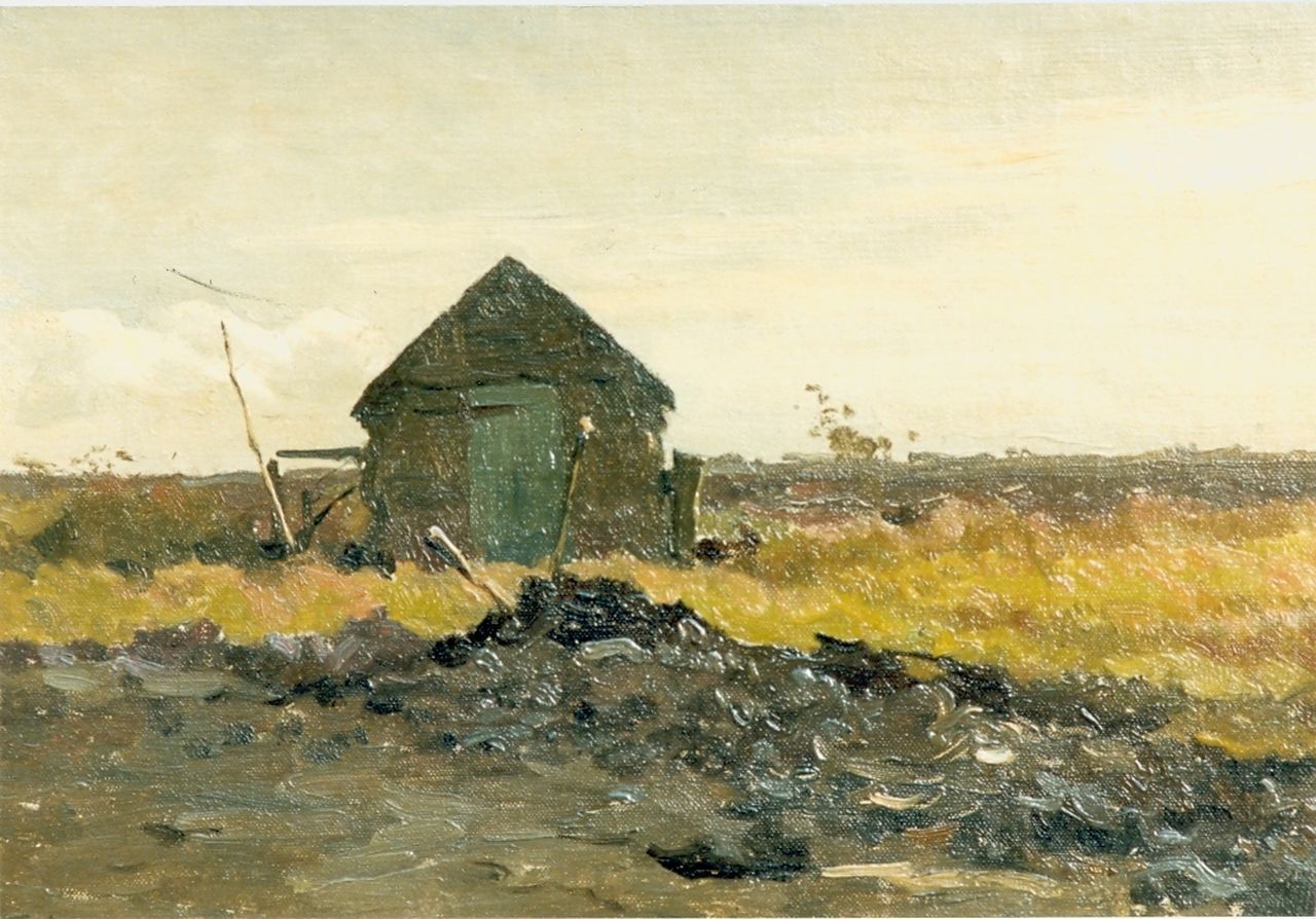 Tholen W.B.  | Willem Bastiaan Tholen, A shed, oil on canvas laid down on panel 19.0 x 28.5 cm, signed l.l. and dated '04