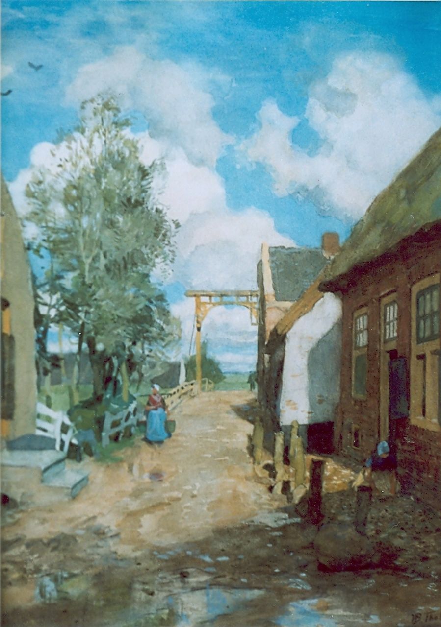 Tholen W.B.  | Willem Bastiaan Tholen, Draw-bridge in a landscape, watercolour on paper 42.0 x 32.0 cm, signed l.r.