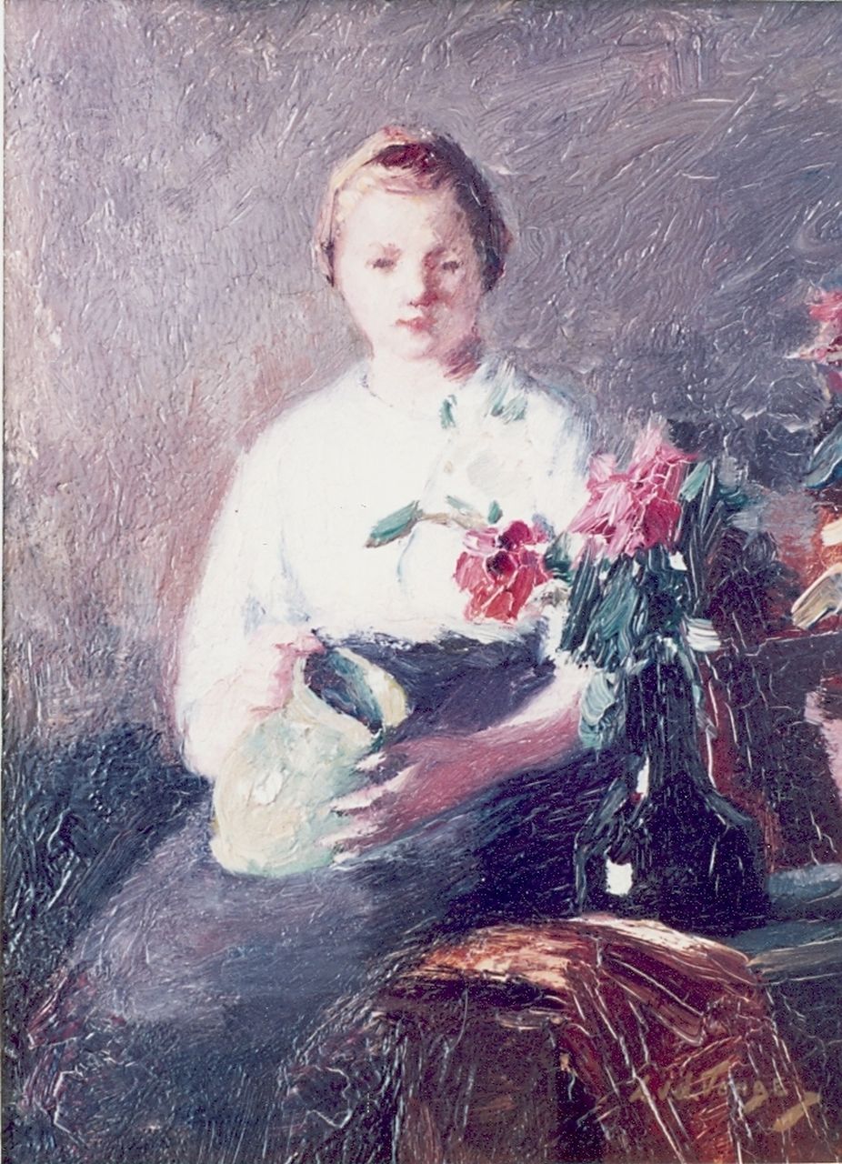 Tonge L.L. van der | 'Lammert' Leire van der Tonge, Portrait of a seated lady, oil on panel 18.0 x 22.0 cm, signed l.r.