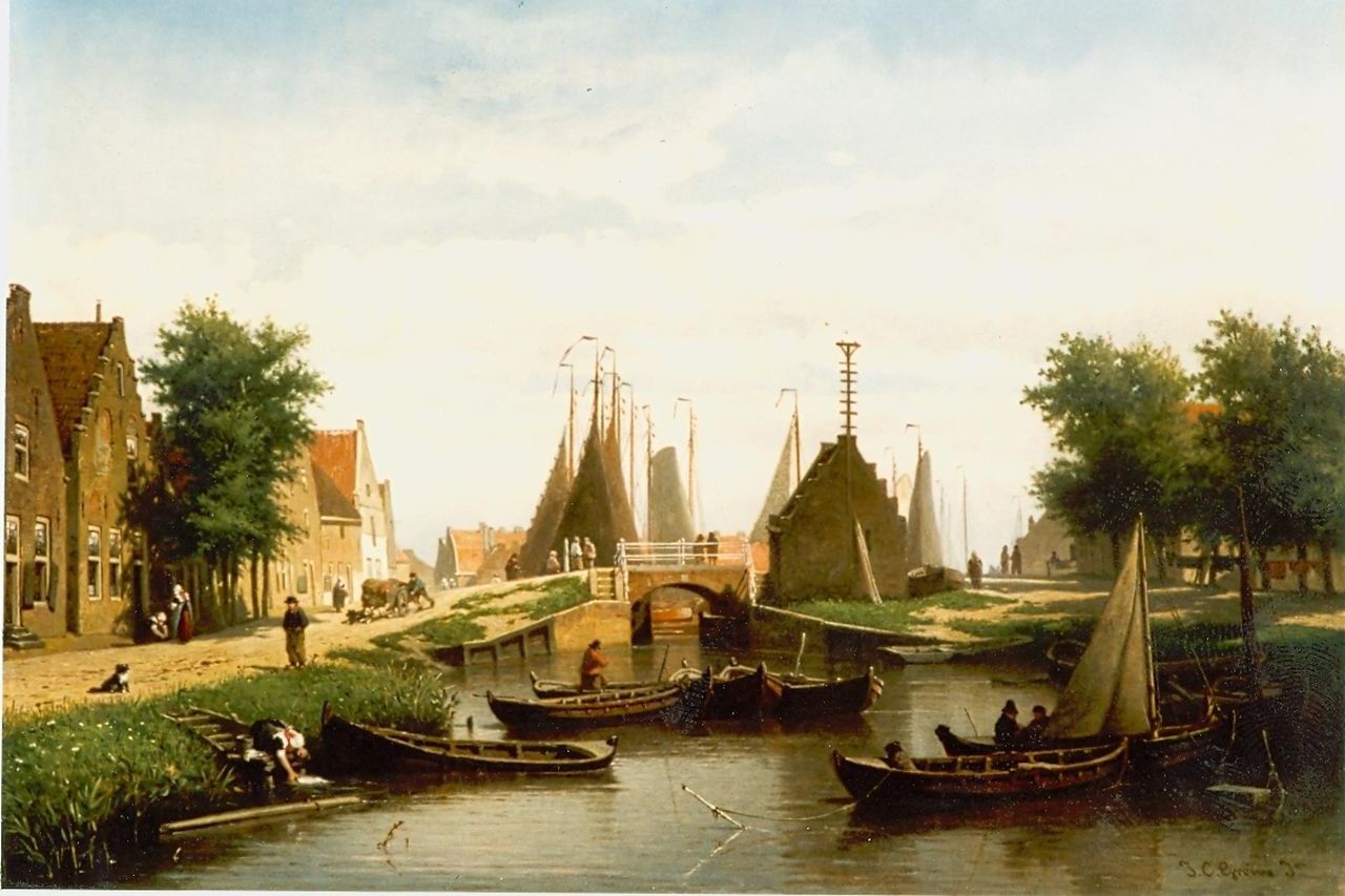 Greive J.C.  | Johan Conrad 'Coen' Greive, A view of a Dutch town, oil on panel 44.0 x 64.0 cm, signed l.r.