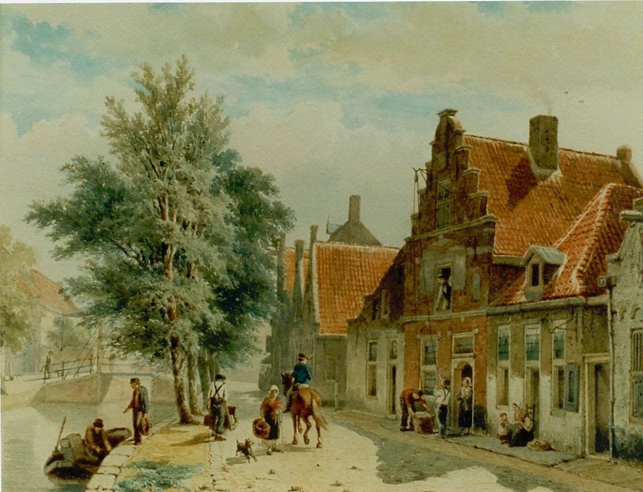 Springer C.  | Cornelis Springer, A view of the Burgwal, Haarlem, watercolour on paper 30.5 x 40.5 cm, signed l.r. and dated 1843
