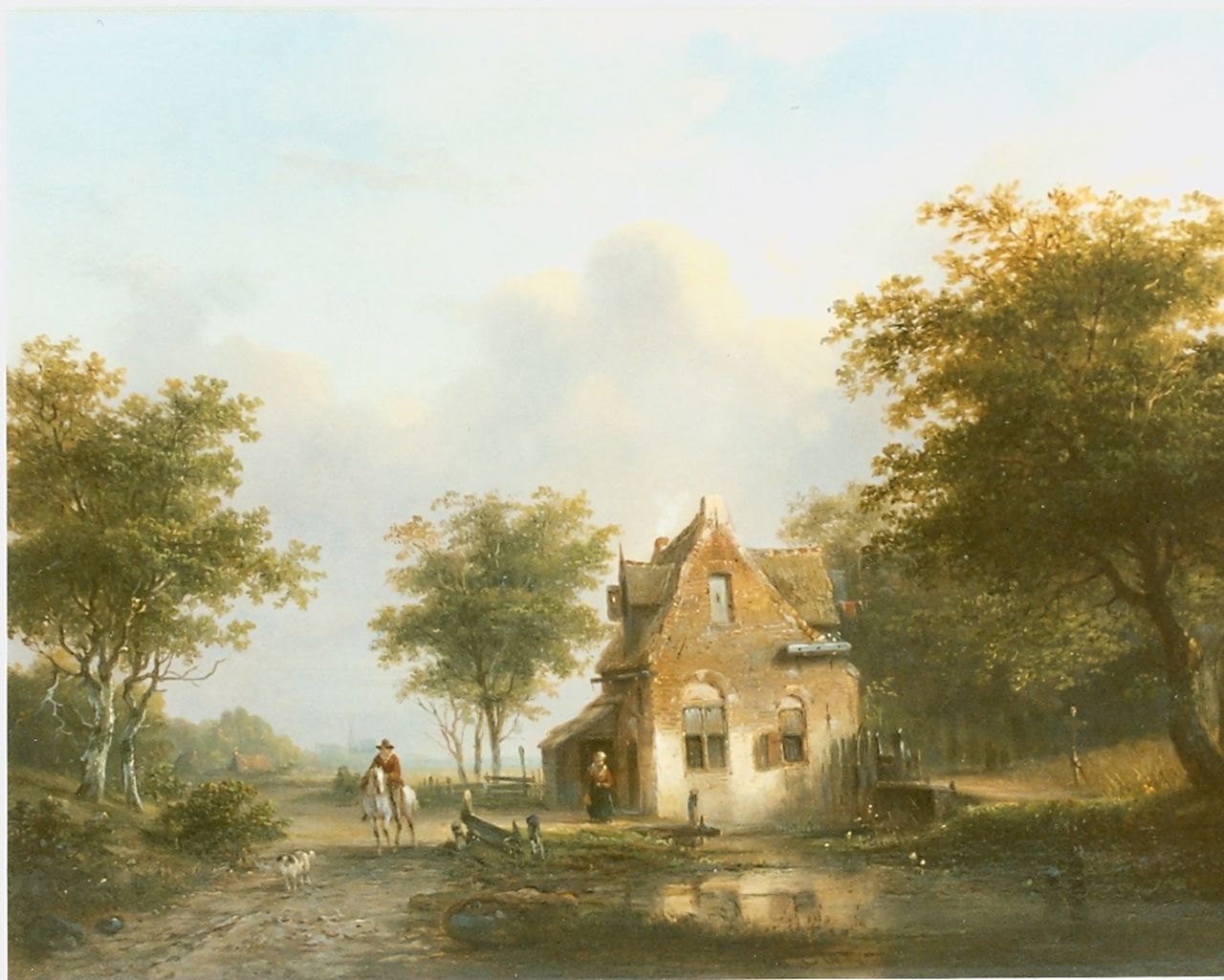 Stok J. van der | Jacobus van der Stok, A wooded landscape in summer, oil on panel 31.0 x 40.5 cm, signed m.o.