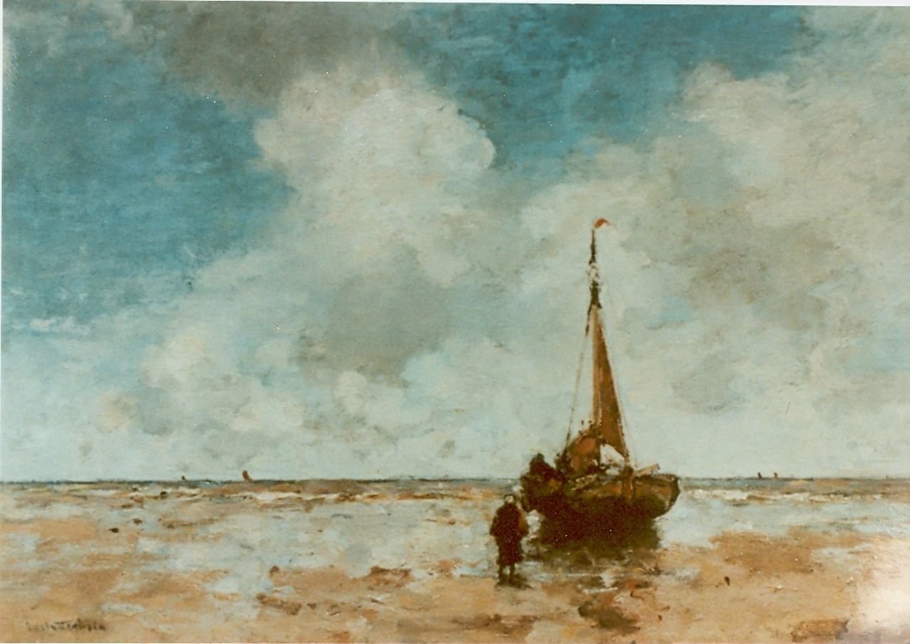 Stutterheim L.P.  | Lodewijk Philippus 'Louis' Stutterheim, Fishing boat on the beach, oil on panel 48.0 x 70.0 cm, signed l.l.