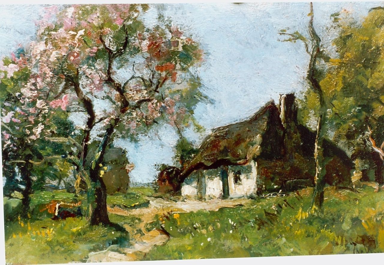 Vuuren J. van | Jan van Vuuren, Blossoming tree, oil on panel 18.0 x 27.0 cm, signed l.r.