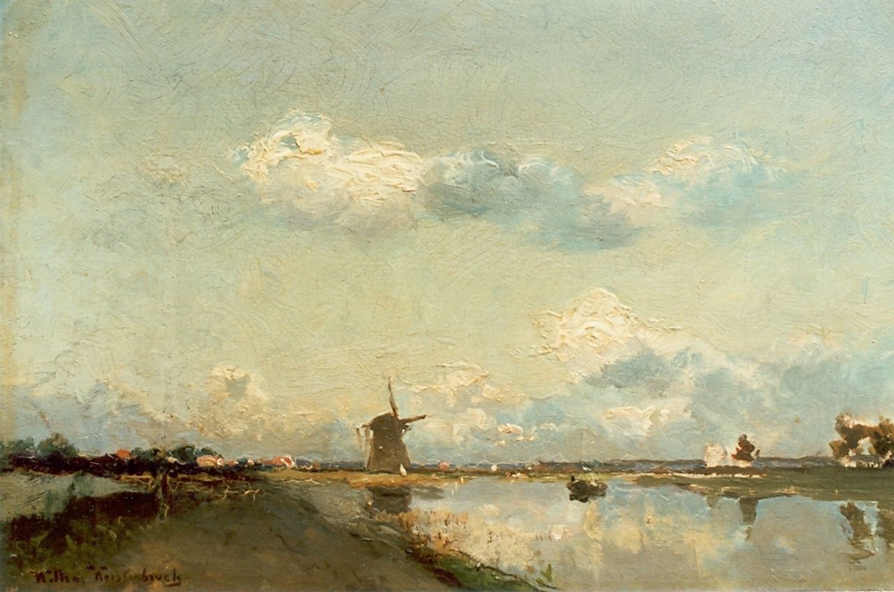 Weissenbruch W.J.  | 'Willem' Johannes Weissenbruch, Polder landscape, oil on panel 21.7 x 33.4 cm, signed l.l.