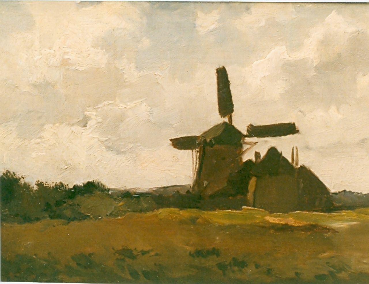 Windt Ch. van der | Christophe 'Chris' van der Windt, Landscape with mill, oil on canvas laid down on panel 22.2 x 28.3 cm, signed l.l.