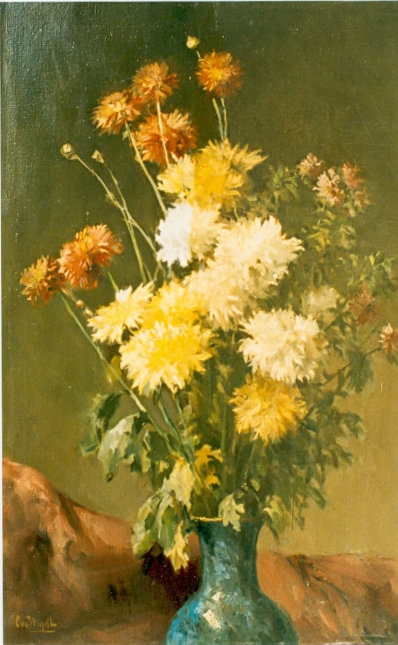 Windt Ch. van der | Christophe 'Chris' van der Windt, Bouquet of chrysanthemum, oil on canvas 60.4 x 40.0 cm, signed l.l.