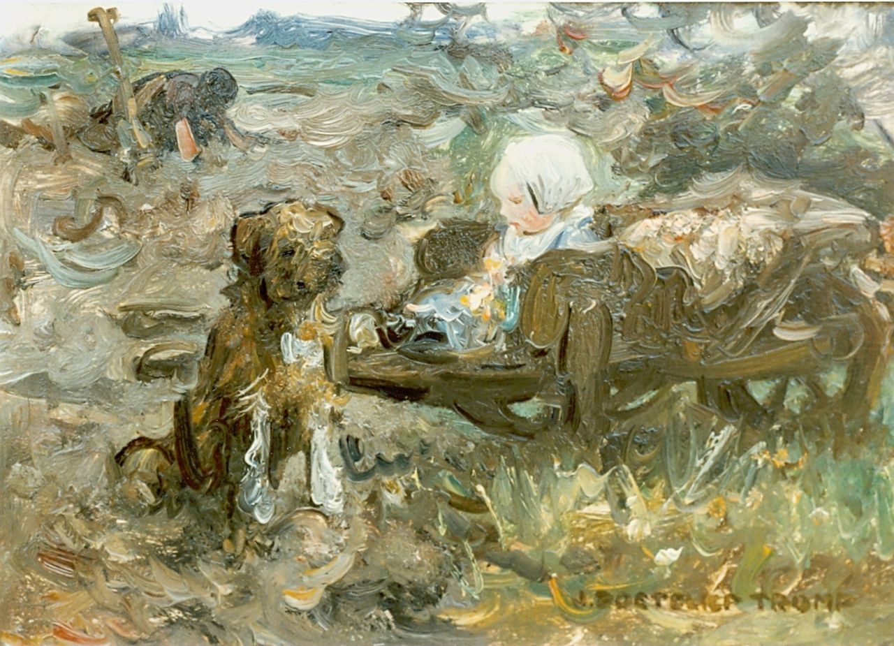 Zoetelief Tromp J.  | Johannes 'Jan' Zoetelief Tromp, Family in a field, oil on panel 18.7 x 26.5 cm, signed l.r.