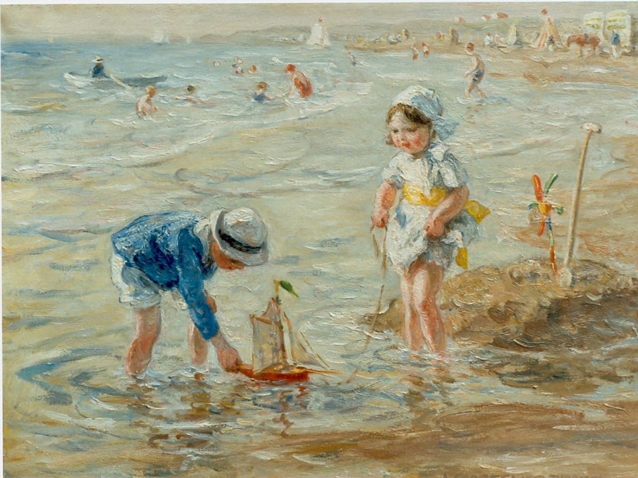 Zoetelief Tromp J.  | Johannes 'Jan' Zoetelief Tromp, Children playing on the beach, oil on canvas 30.0 x 40.0 cm, signed l.r.