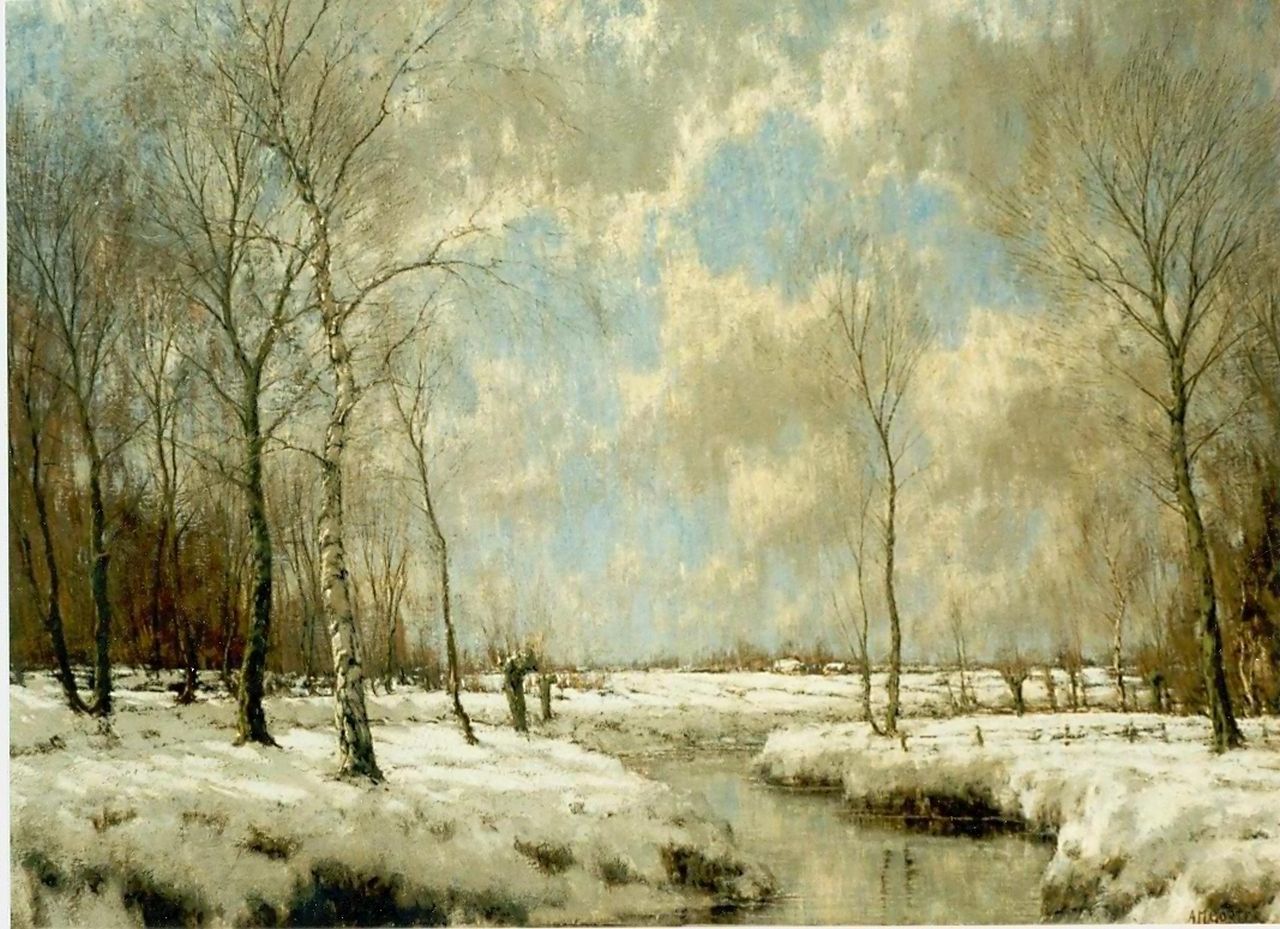 Gorter A.M.  | 'Arnold' Marc Gorter, A snow-covered landscape, oil on canvas 115.0 x 155.0 cm, signed l.r.