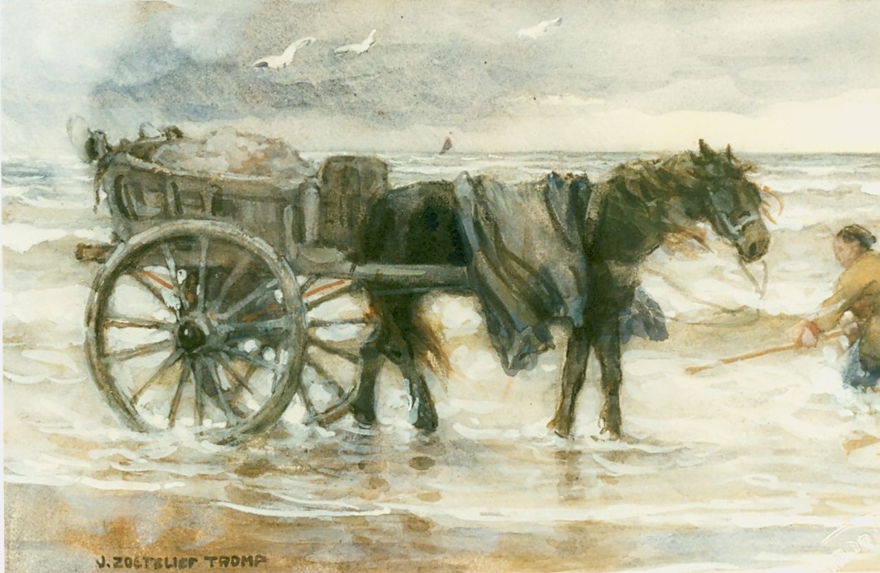 Zoetelief Tromp J.  | Johannes 'Jan' Zoetelief Tromp, Gathering kelp, watercolour on paper 22.0 x 35.0 cm, signed l.l.