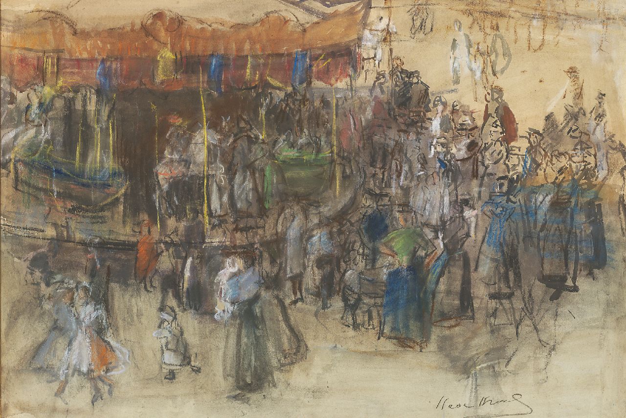 Israels I.L.  | 'Isaac' Lazarus Israels, Merry-go-round, Paris, watercolour, pastel and charcoal on paper 48.5 x 70.8 cm, signed l.r. and painted between 1904-1906