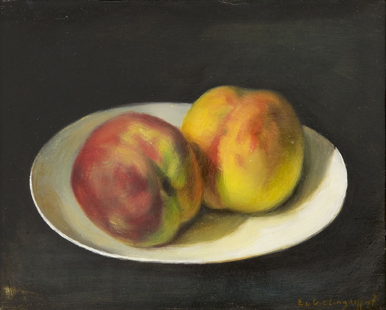 Egon Arnold Alexis von Vietinghoff | Peaches, oil on canvas, 22.1 x 27.1 cm, signed l.r. and painted '47