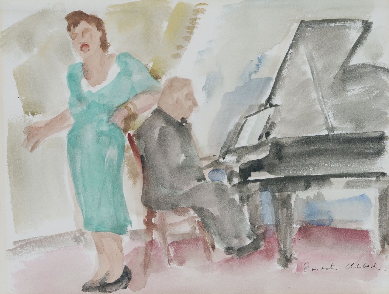 Ernest Albert | The recital, watercolour on paper, 26.0 x 34.5 cm, signed l.r.