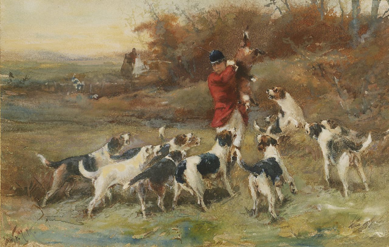 John Hulk jr. | The fox hunt, watercolour on paper, 27.3 x 43.5 cm, signed l.l.