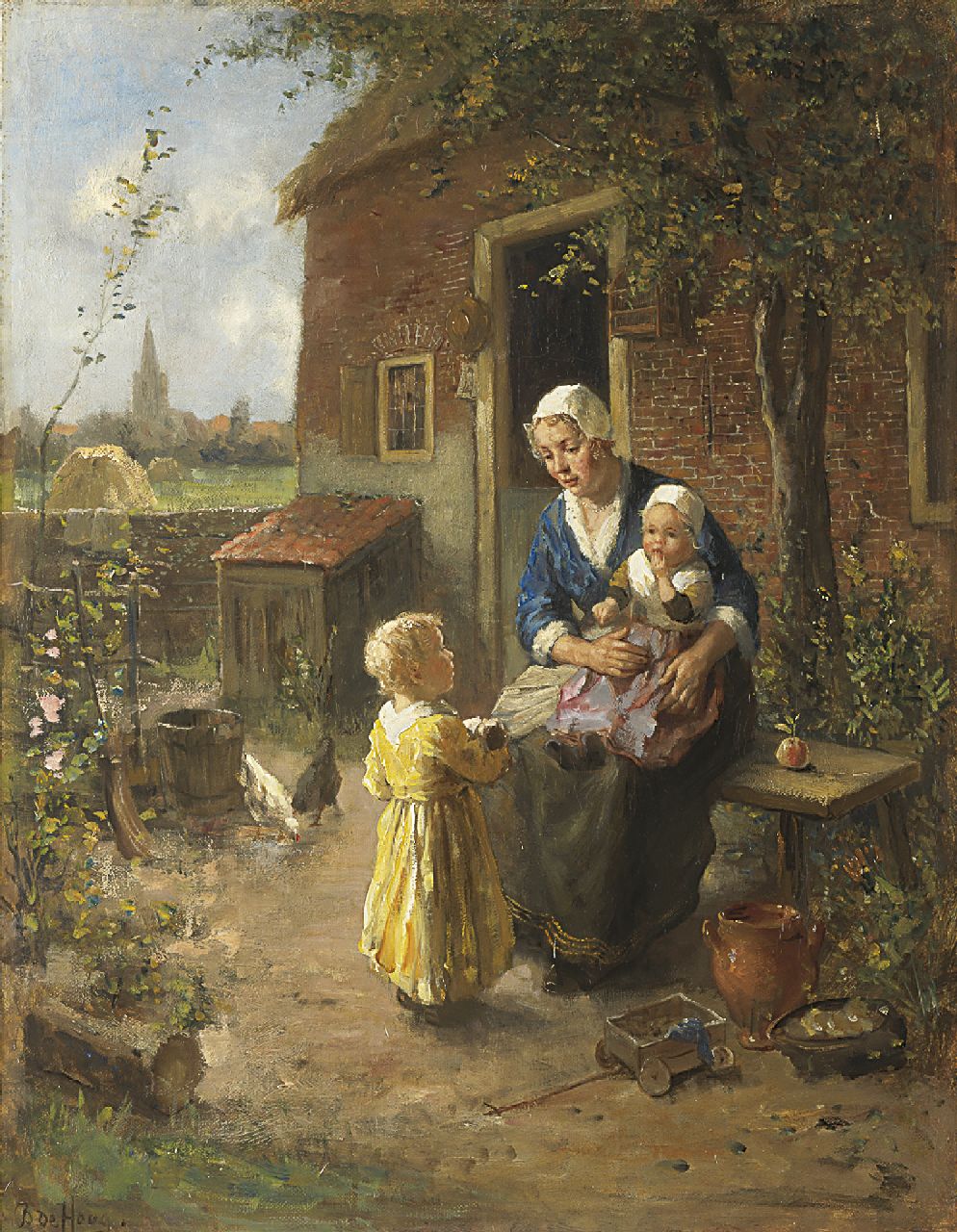 Hoog J.B. de | Johan 'Bernard' de Hoog, Motherly love, oil on canvas 65.2 x 50.2 cm, signed l.l.