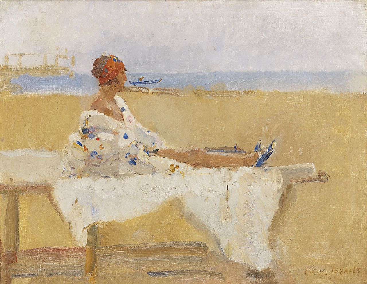 Israels I.L.  | 'Isaac' Lazarus Israels, Sunbathing on the beach of Viareggio, oil on canvas 40.2 x 50.2 cm, signed l.r.