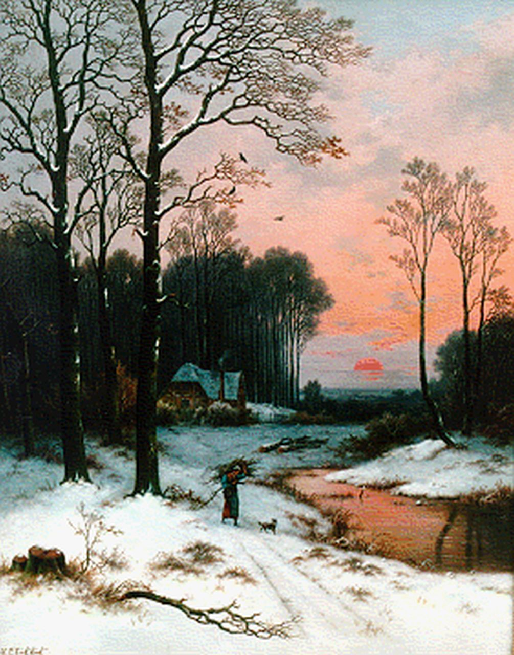 Koekkoek P.H.  | Pieter Hendrik 'H.P.' Koekkoek, Winter forest view, oil on canvas 81.0 x 64.7 cm, signed l.l.