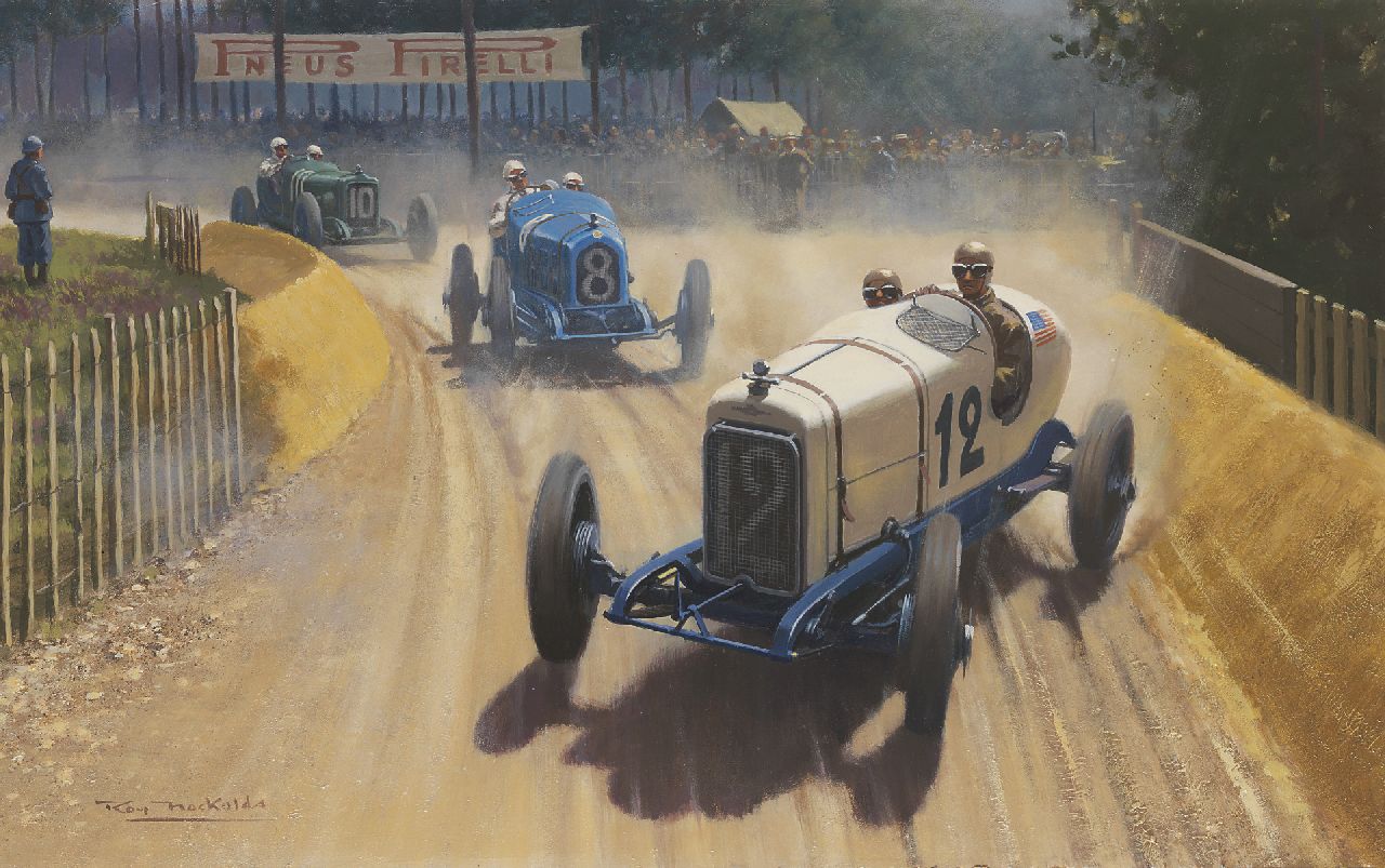 Nockolds R.A.  | Roy Anthony Nockolds, Jimmy Murphy wins the Grand Prix of Le Mans in his Duesenberg, 1921, oil on painter's board 63.0 x 101.1 cm, signed l.l.