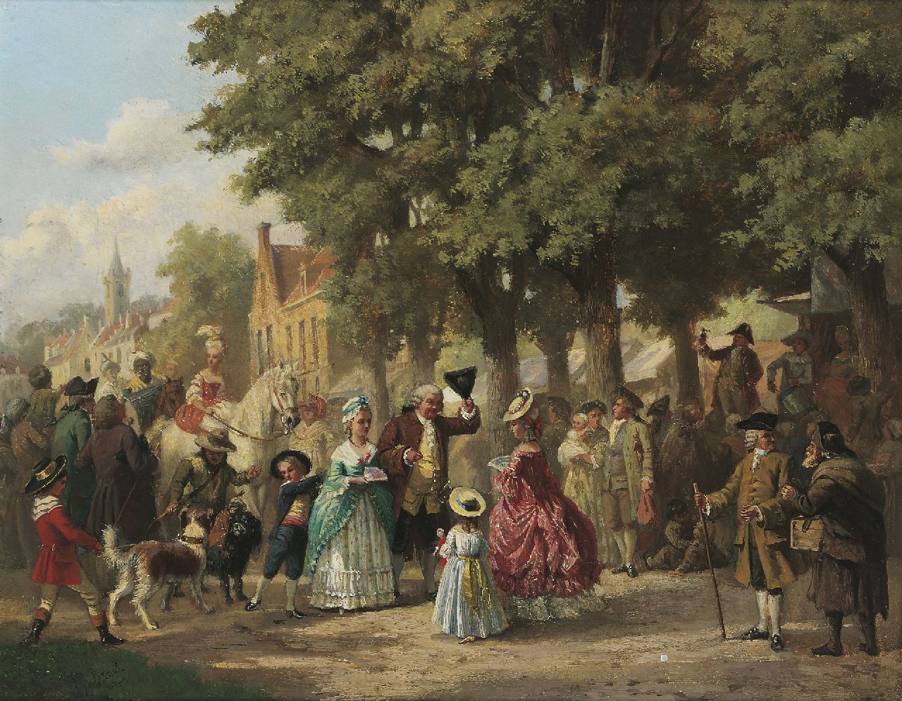 Zuidema Broos J.J.  | Jan Jacob Zuidema Broos, Street festivities, oil on panel 31.9 x 40.4 cm, signed l.l.