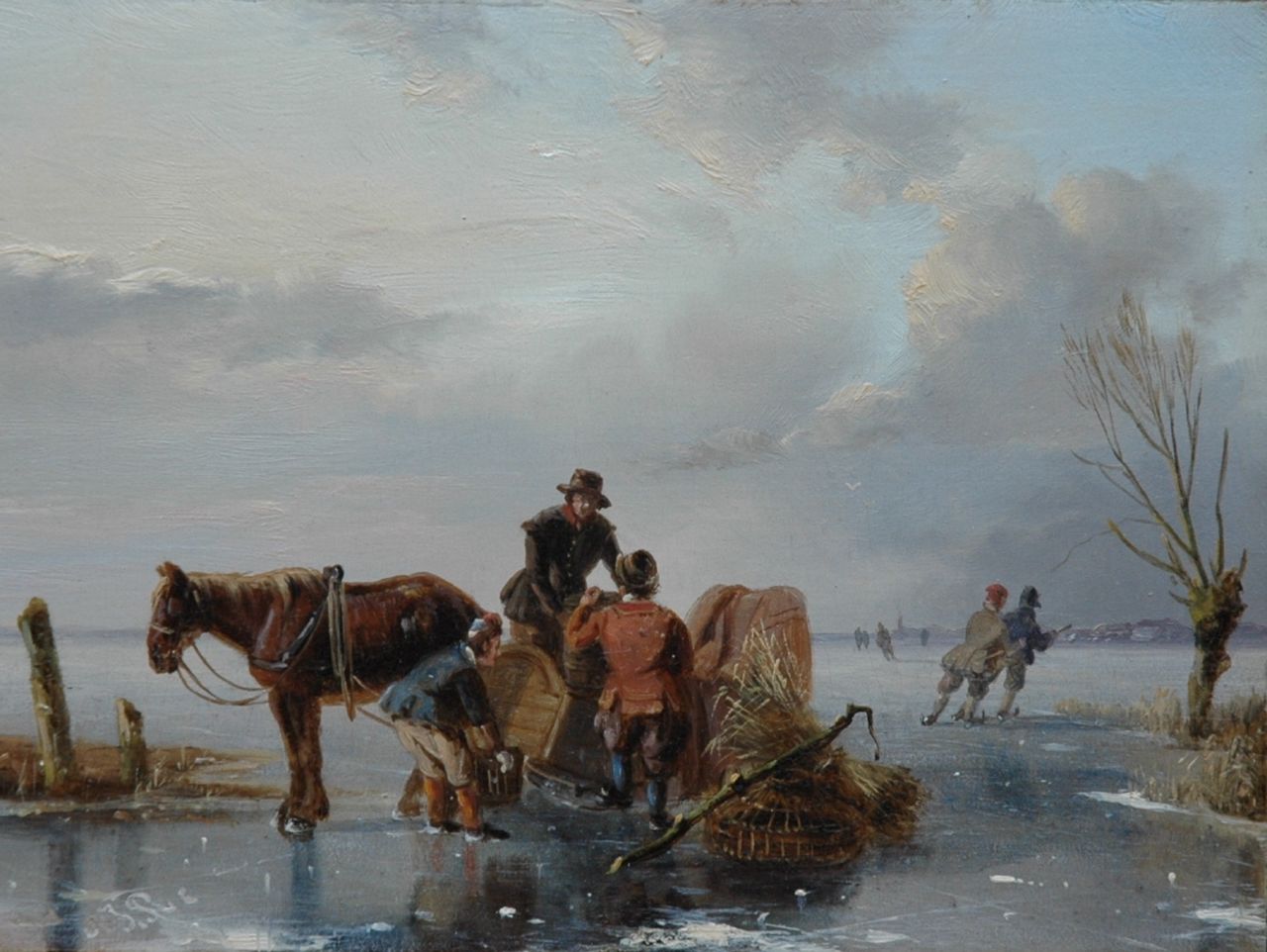 Roosenboom N.J.  | Nicolaas Johannes Roosenboom, A winter landscape with skaters on the ice, oil on panel 12.8 x 17.1 cm, signed l.l. with initials