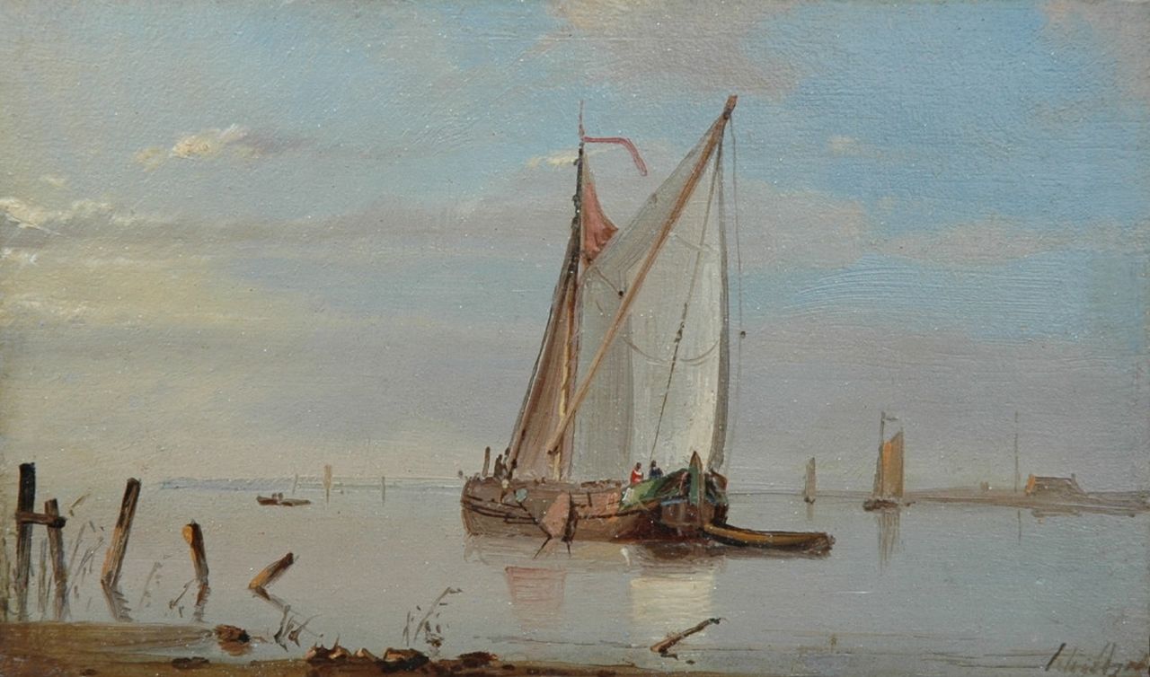 Schiedges P.P.  | Petrus Paulus Schiedges, Sailing vessels in a calm, oil on panel 9.5 x 15.8 cm, signed l.r.