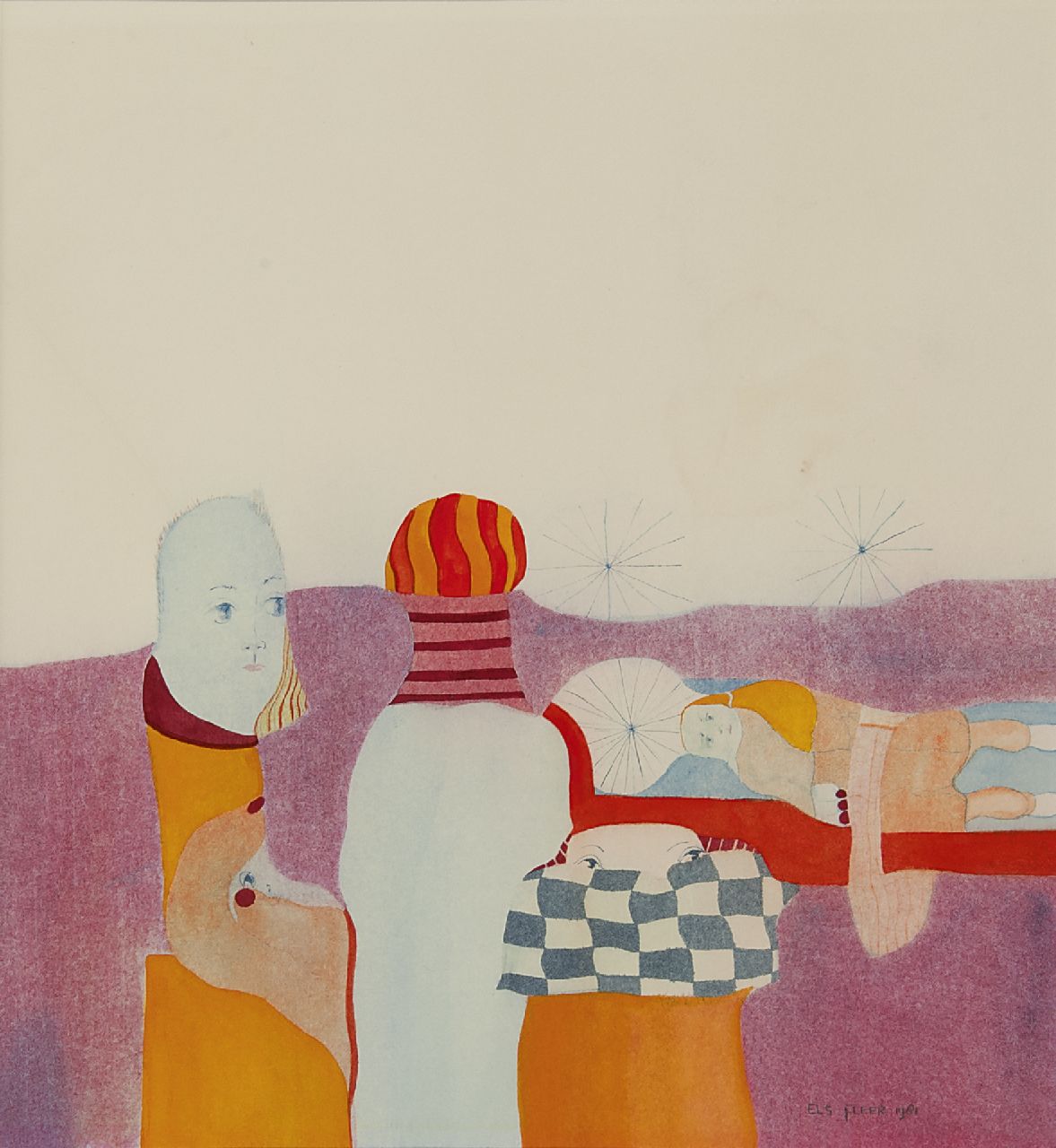 Els Fleer | Confusion, watercolour on paper, 46.3 x 44.2 cm, signed l.r. and dated 1981
